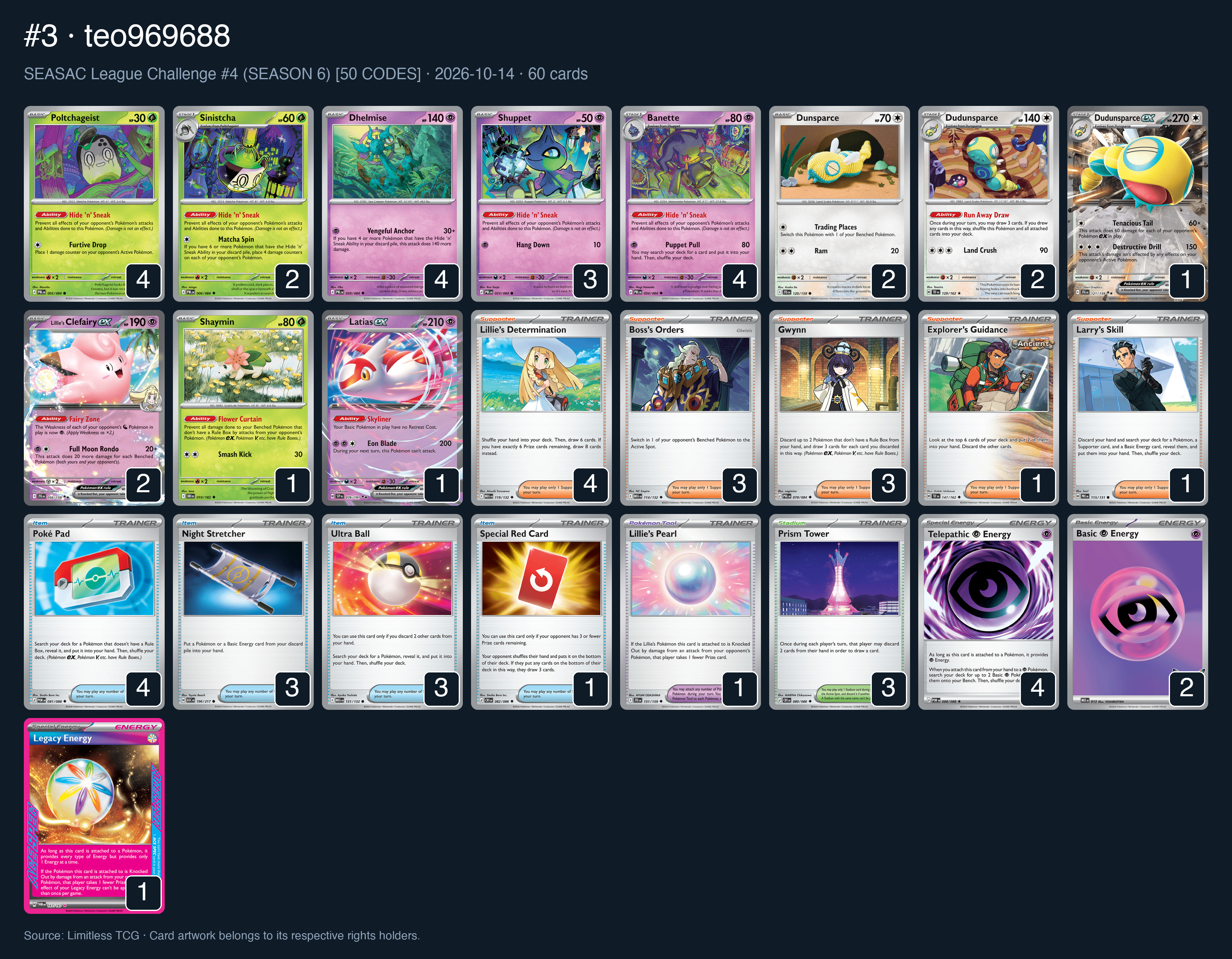 Complete 60-card deck list for rank 3, teo969688