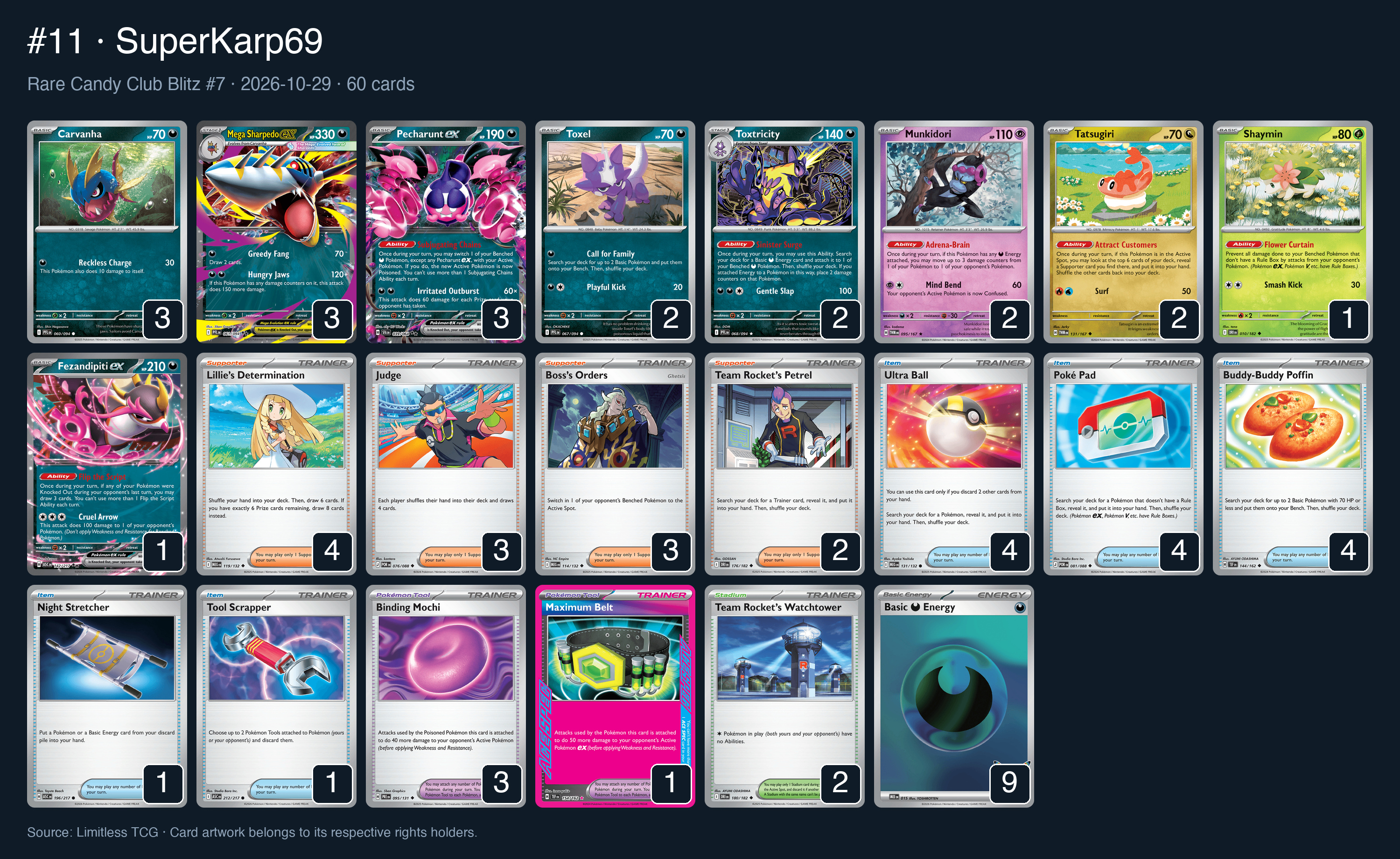Complete 60-card deck list for rank 11, SuperKarp69