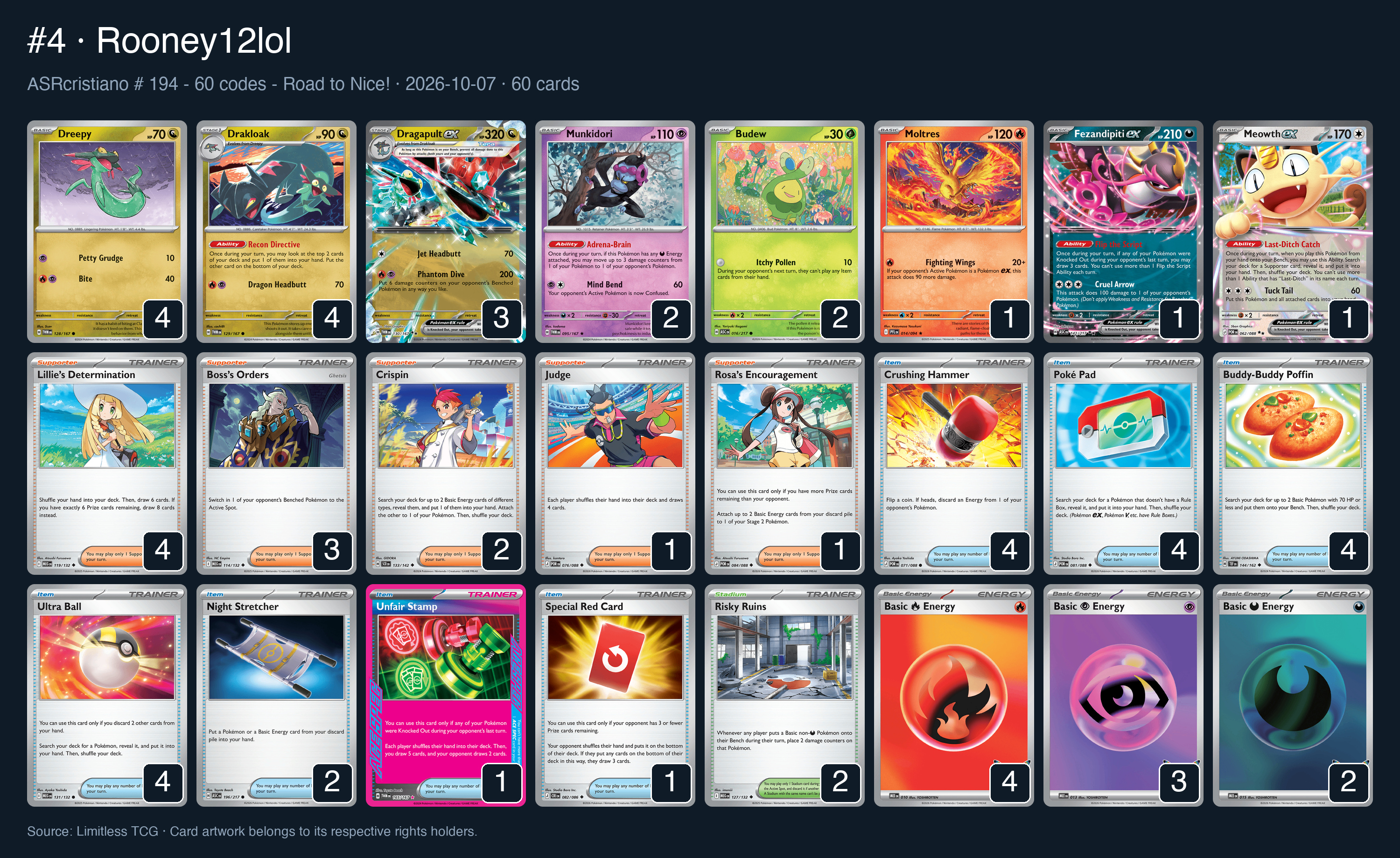 Complete 60-card deck list for rank 4, Rooney12lol