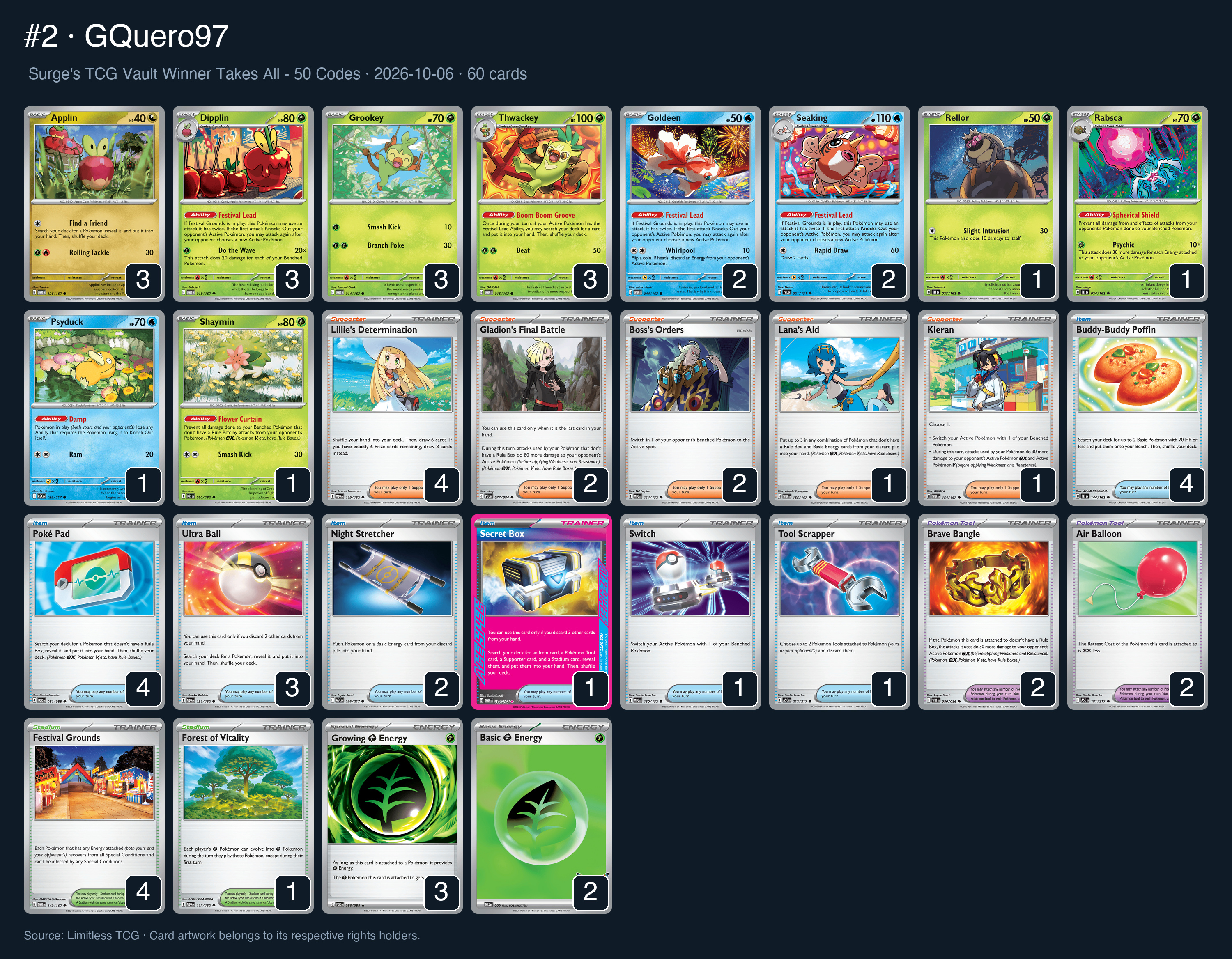 Complete 60-card deck list for rank 2, GQuero97