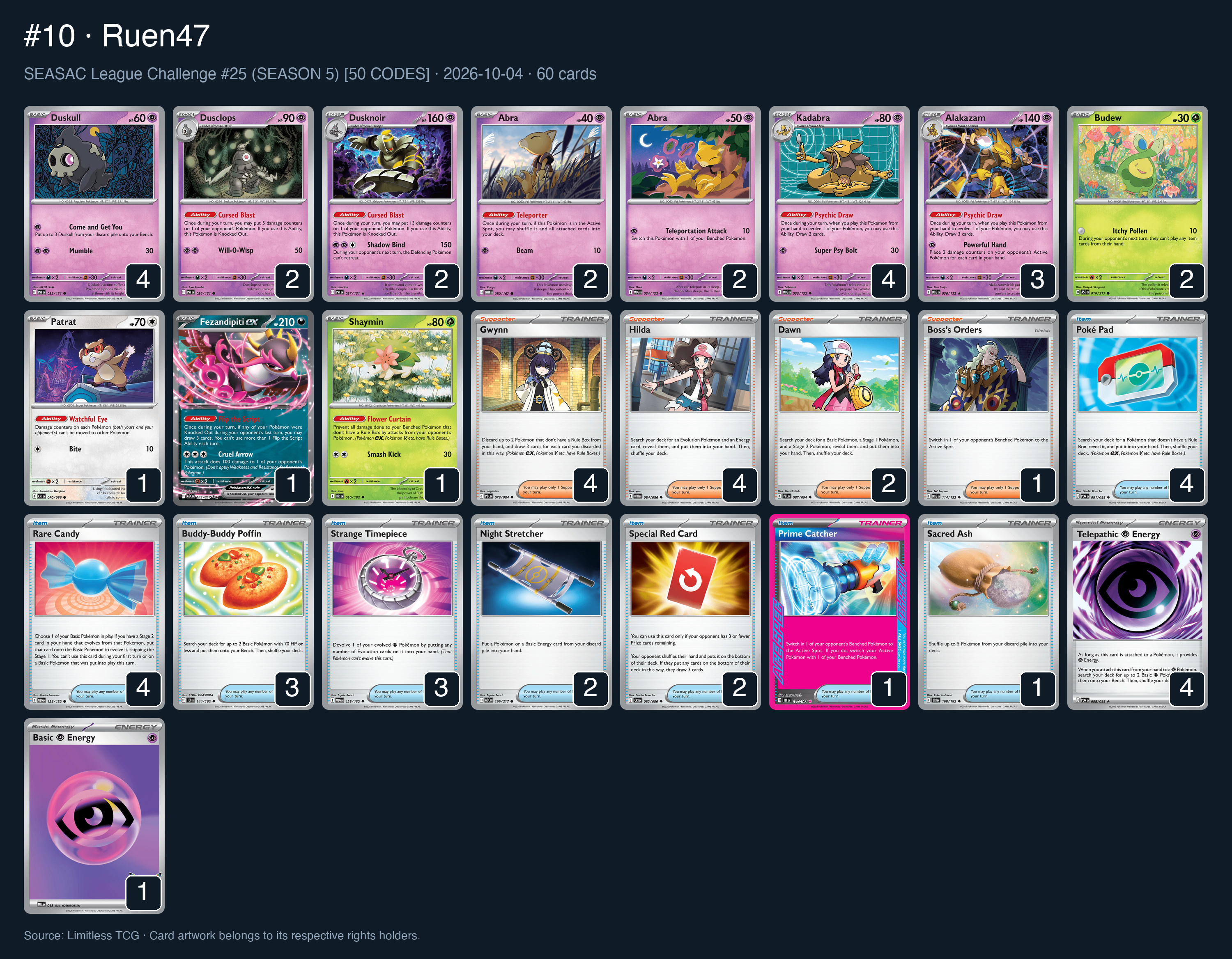 Complete 60-card deck list for rank 10, Ruen47
