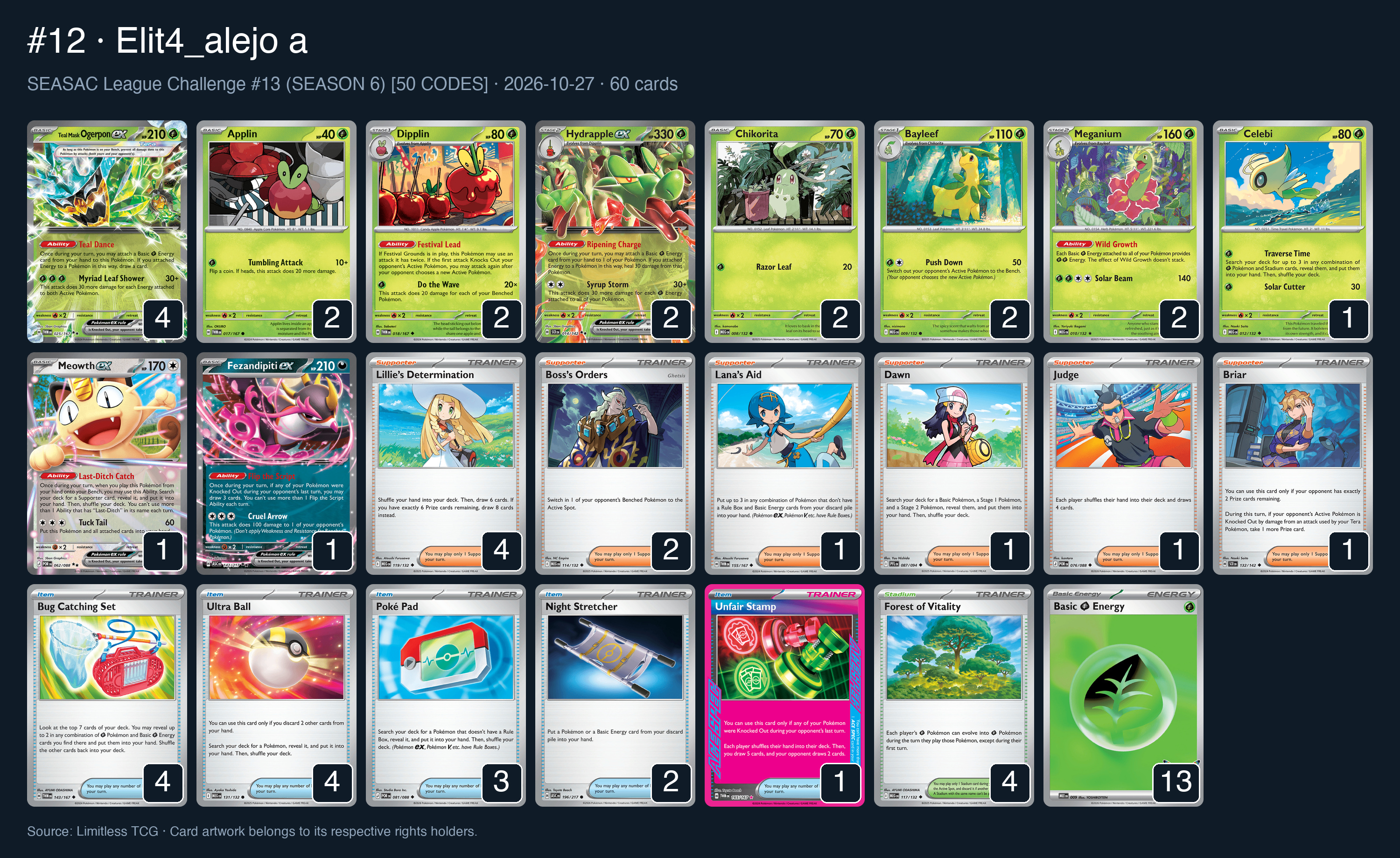 Complete 60-card deck list for rank 12, Elit4_alejo a
