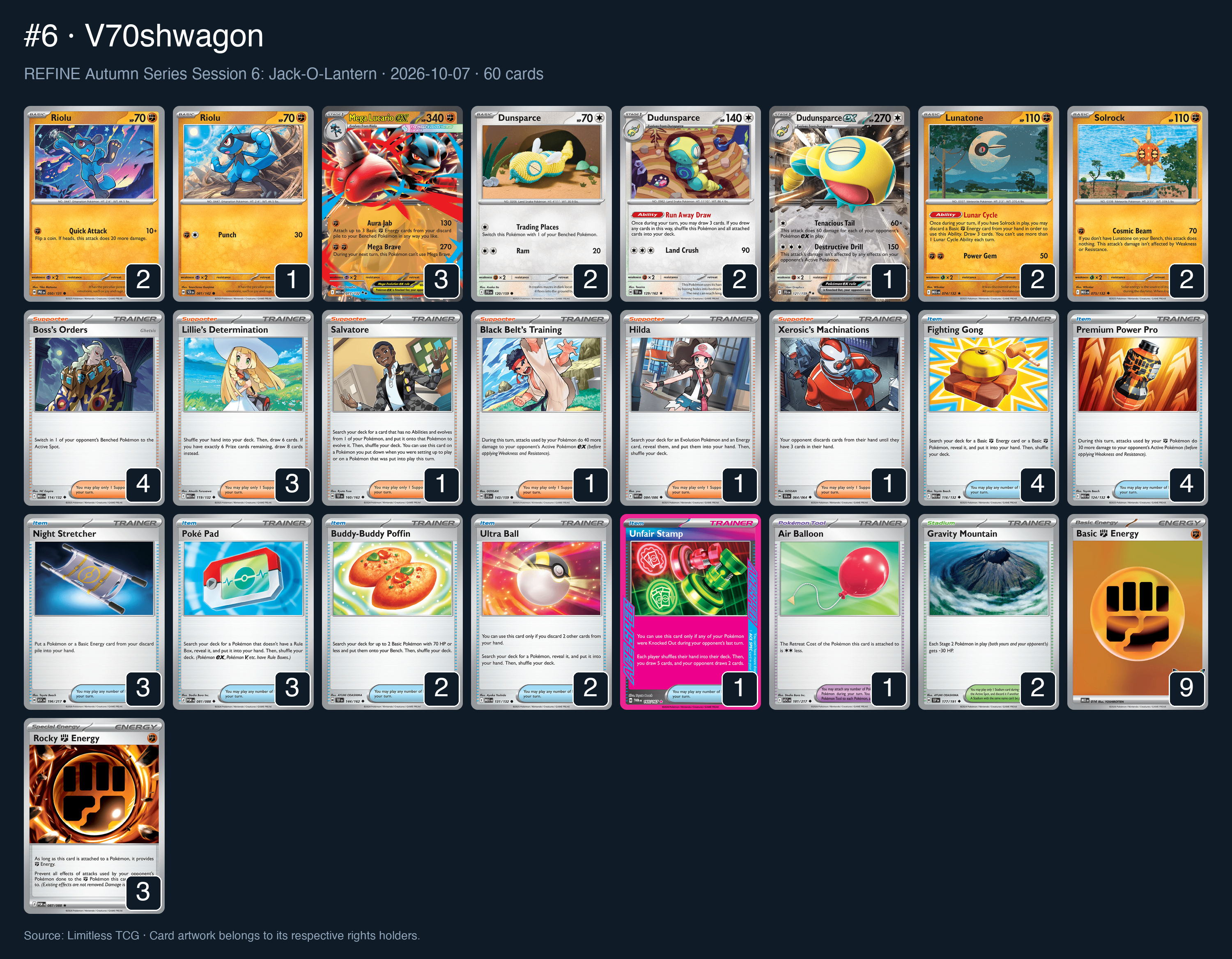 Complete 60-card deck list for rank 6, V70shwagon