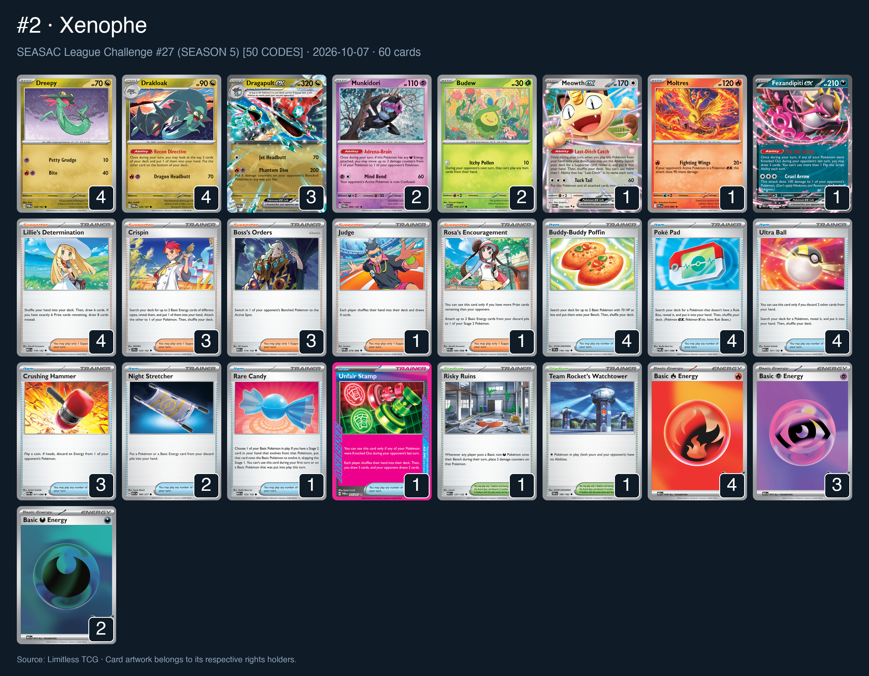Complete 60-card deck list for rank 2, Xenophe