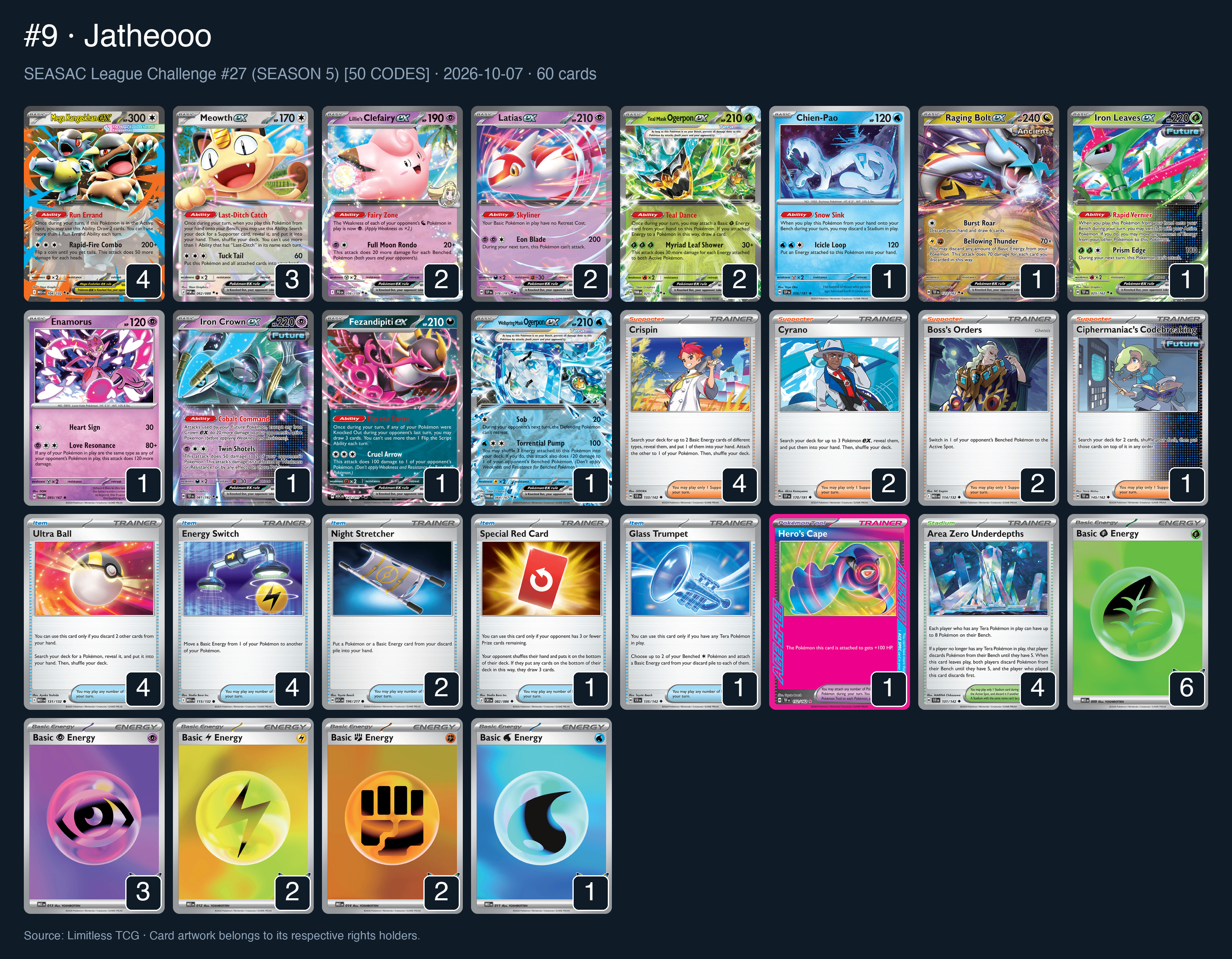 Complete 60-card deck list for rank 9, Jatheooo