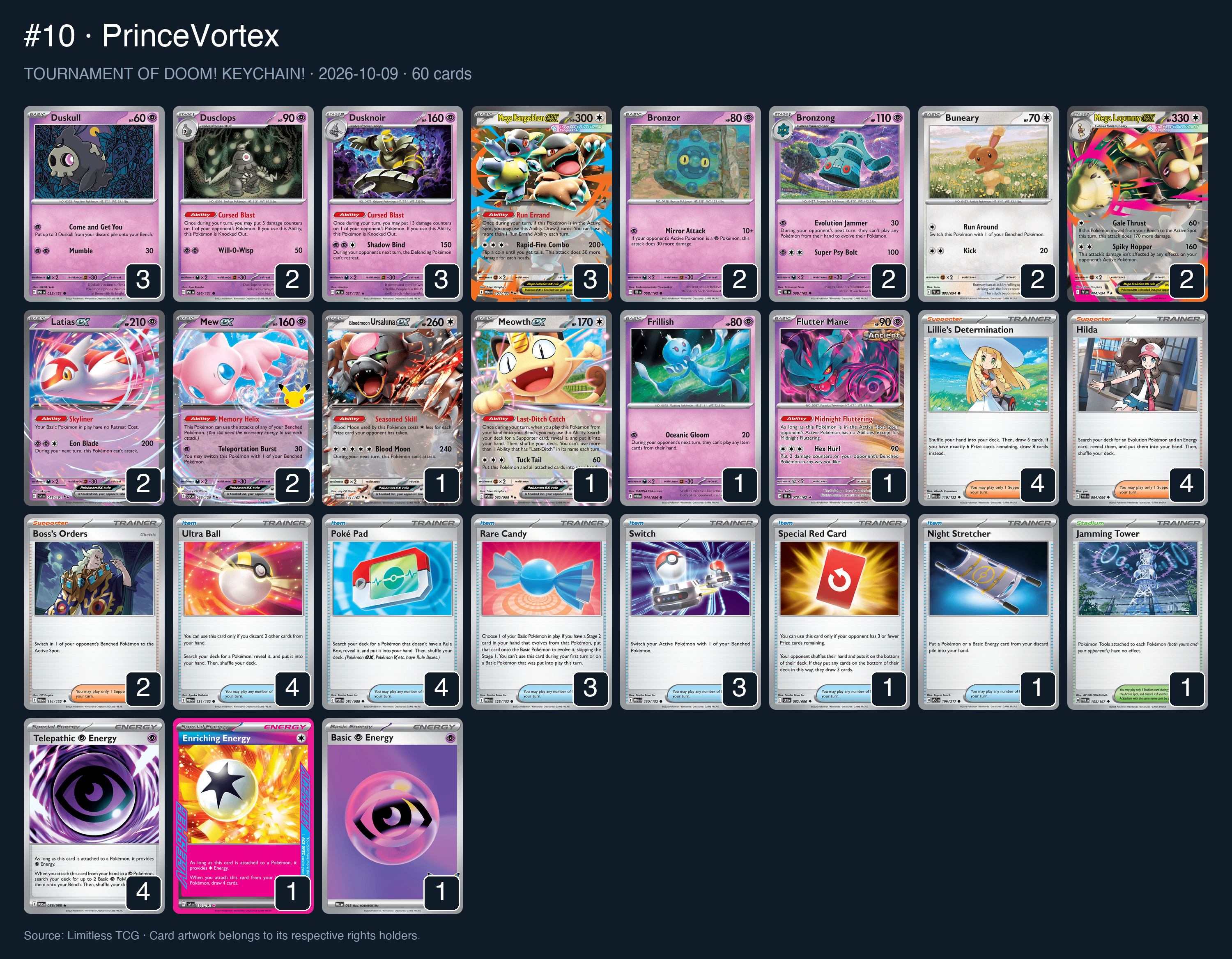 Complete 60-card deck list for rank 10, PrinceVortex