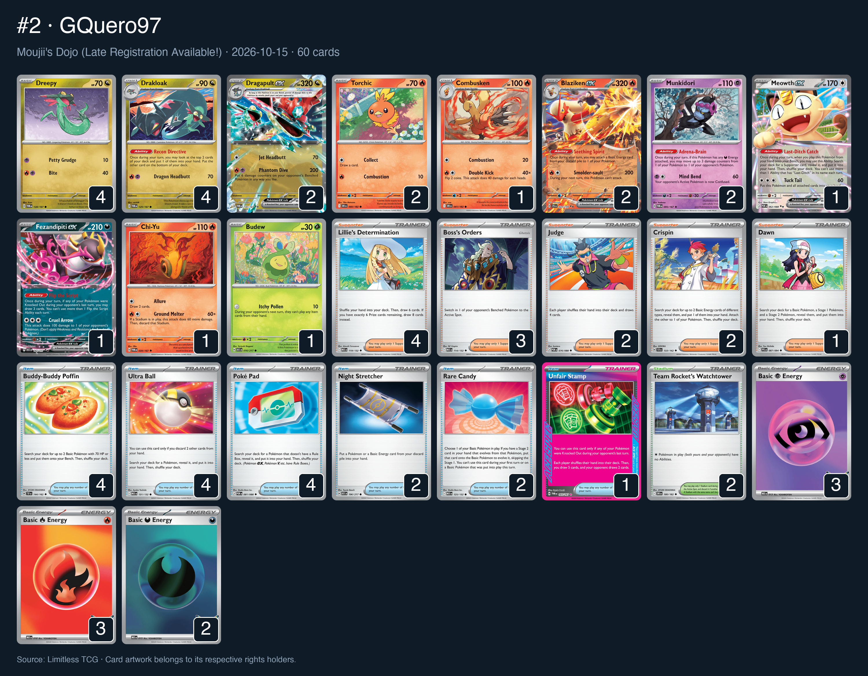Complete 60-card deck list for rank 2, GQuero97