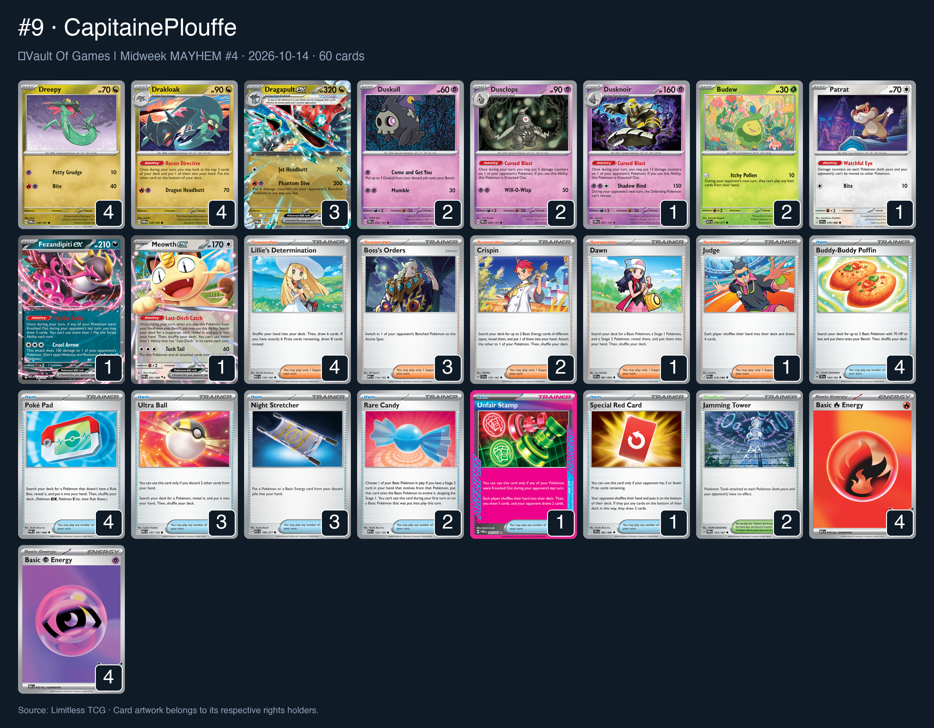 Complete 60-card deck list for rank 9, CapitainePlouffe