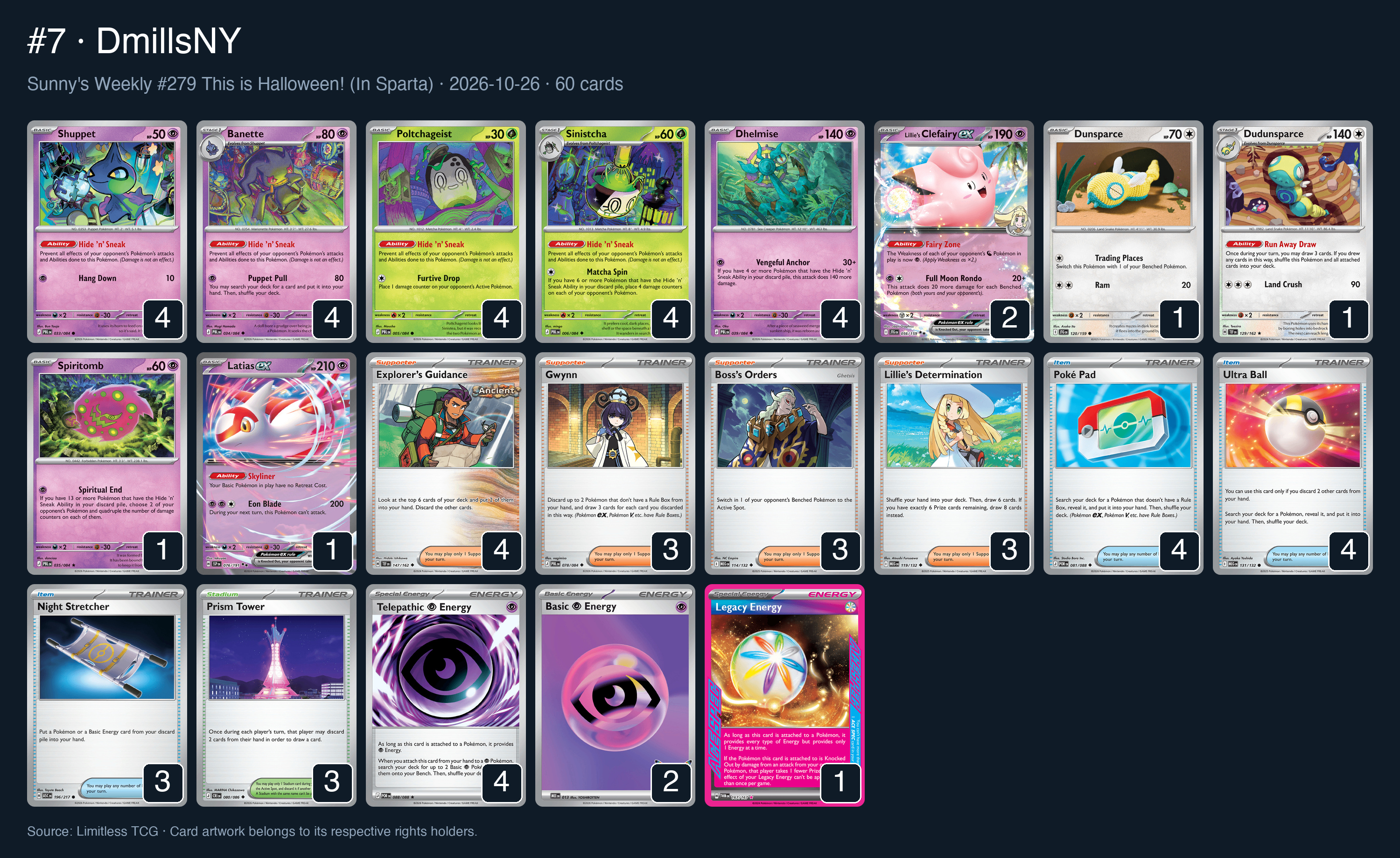 Complete 60-card deck list for rank 7, DmillsNY