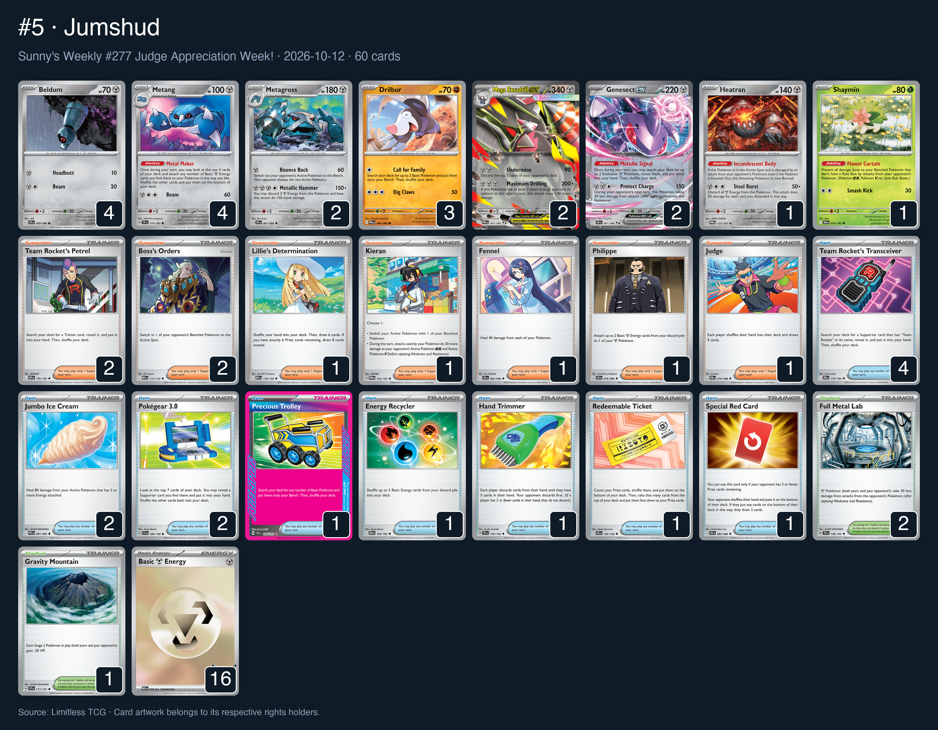 Complete 60-card deck list for rank 5, Jumshud