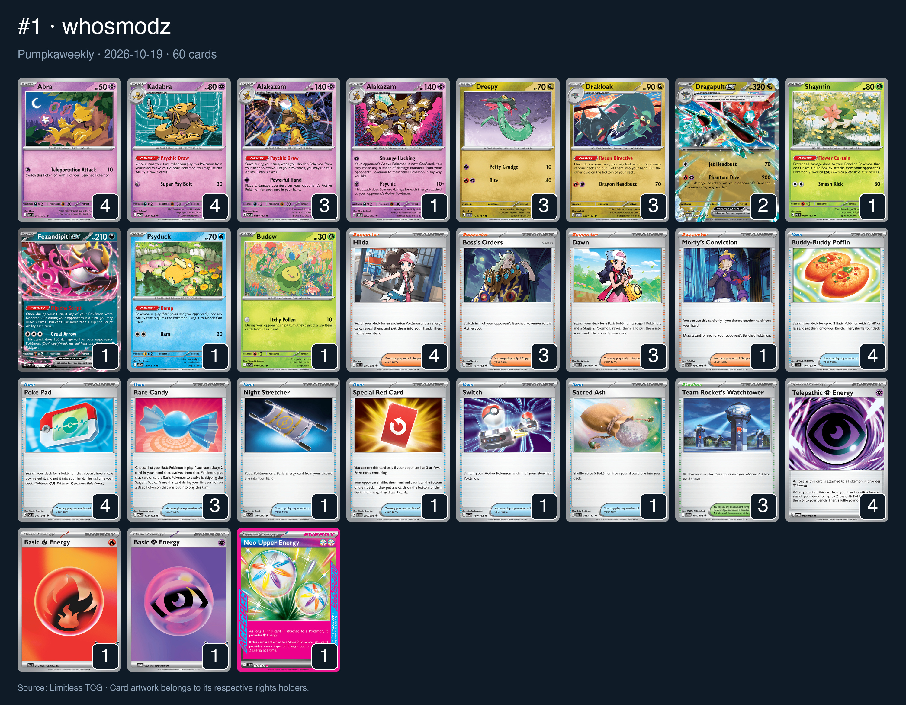 Complete 60-card deck list for rank 1, whosmodz