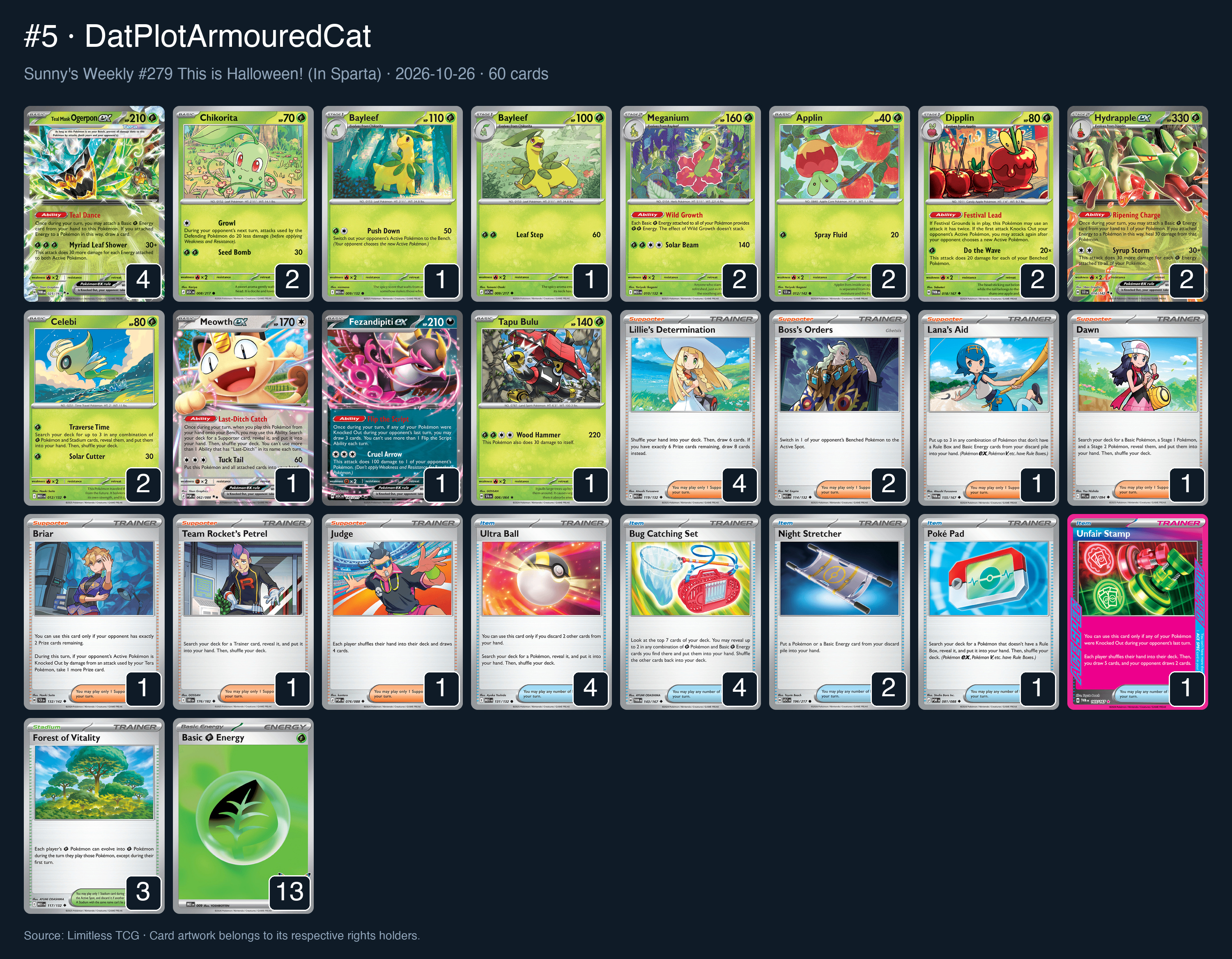 Complete 60-card deck list for rank 5, DatPlotArmouredCat