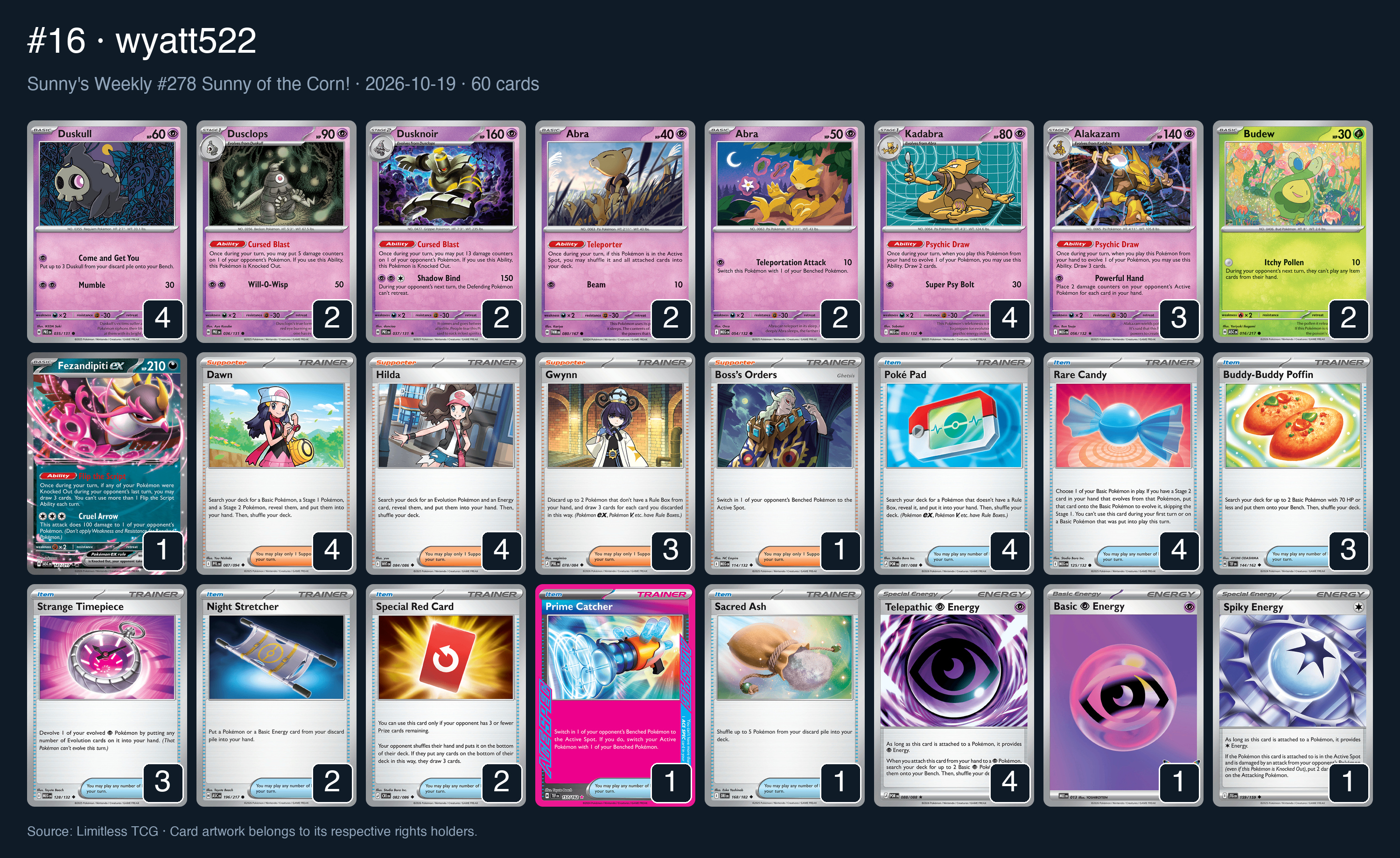Complete 60-card deck list for rank 16, wyatt522