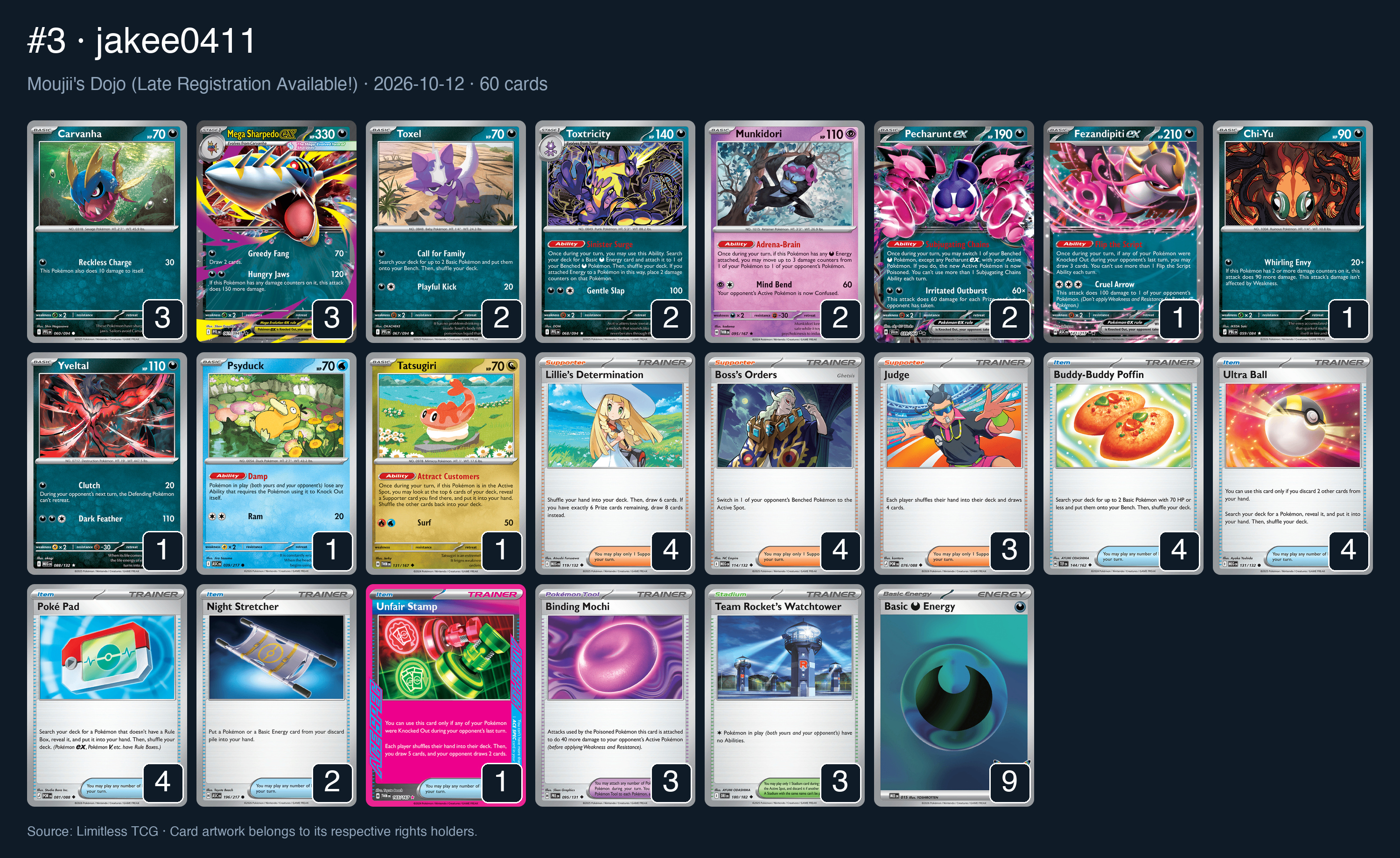 Complete 60-card deck list for rank 3, jakee0411