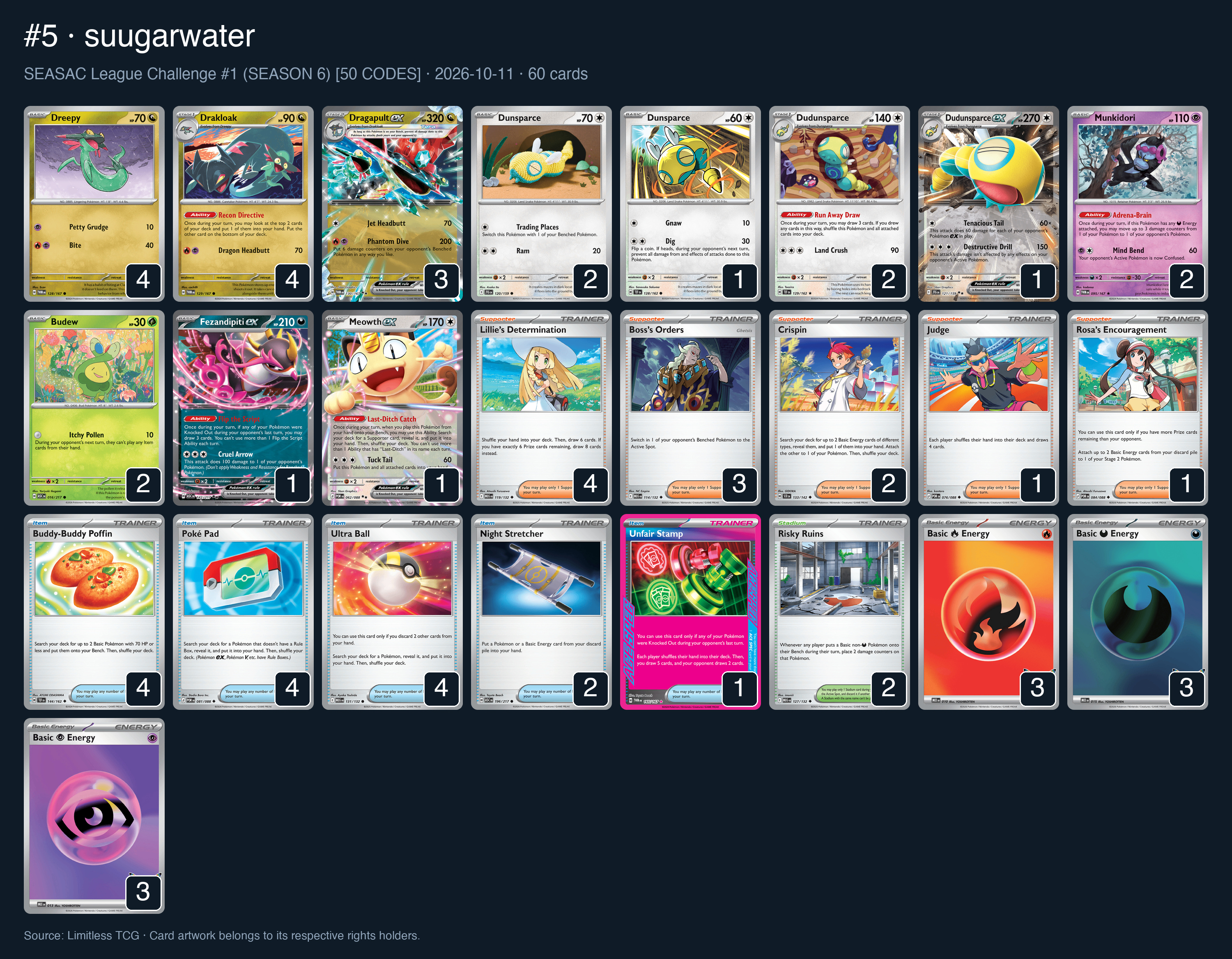 Complete 60-card deck list for rank 5, suugarwater