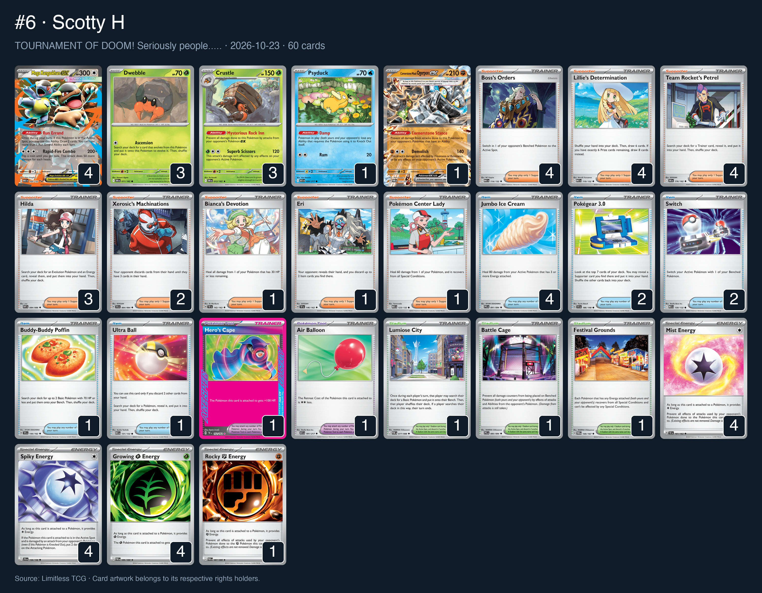 Complete 60-card deck list for rank 6, Scotty H