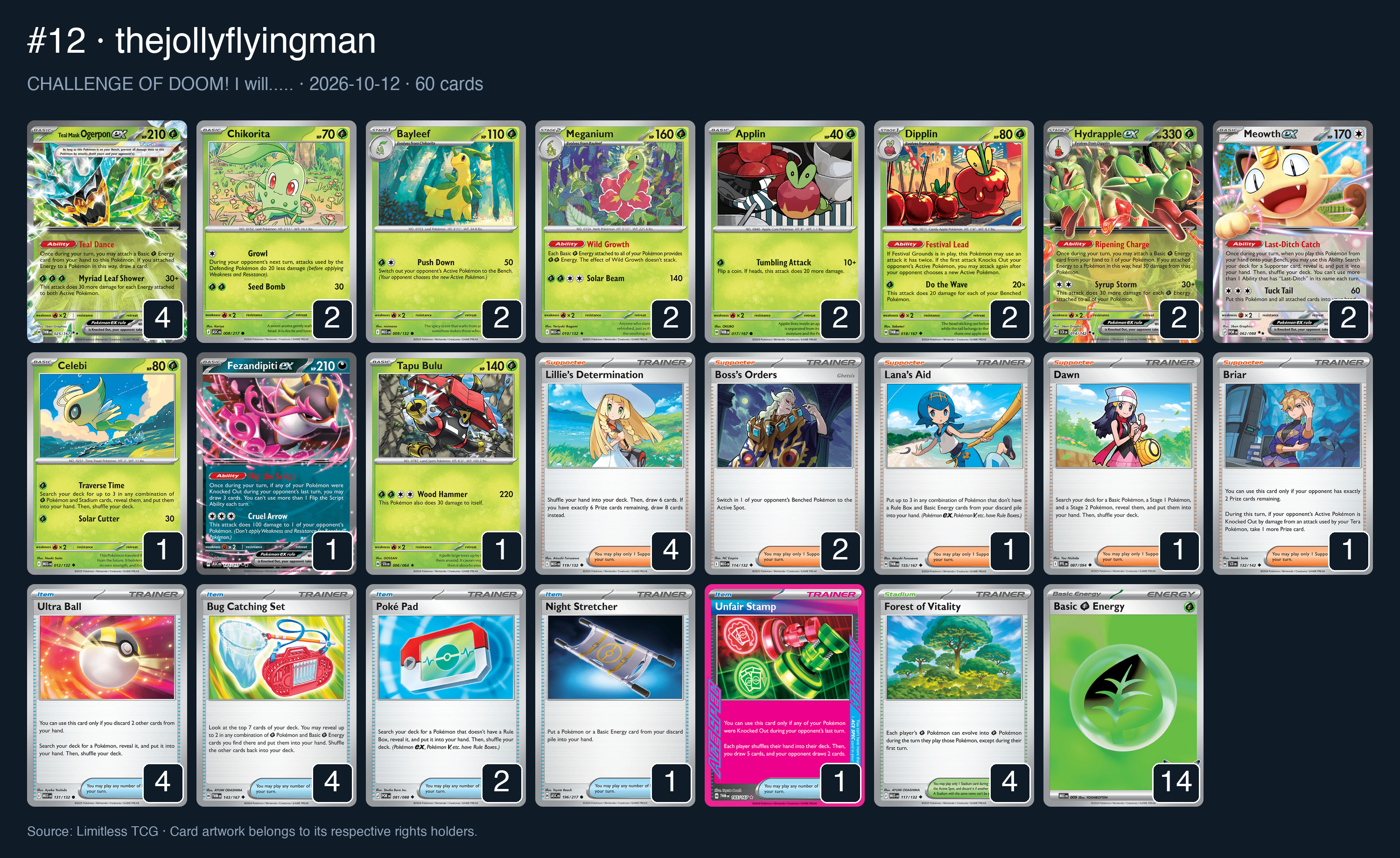 Complete 60-card deck list for rank 12, thejollyflyingman