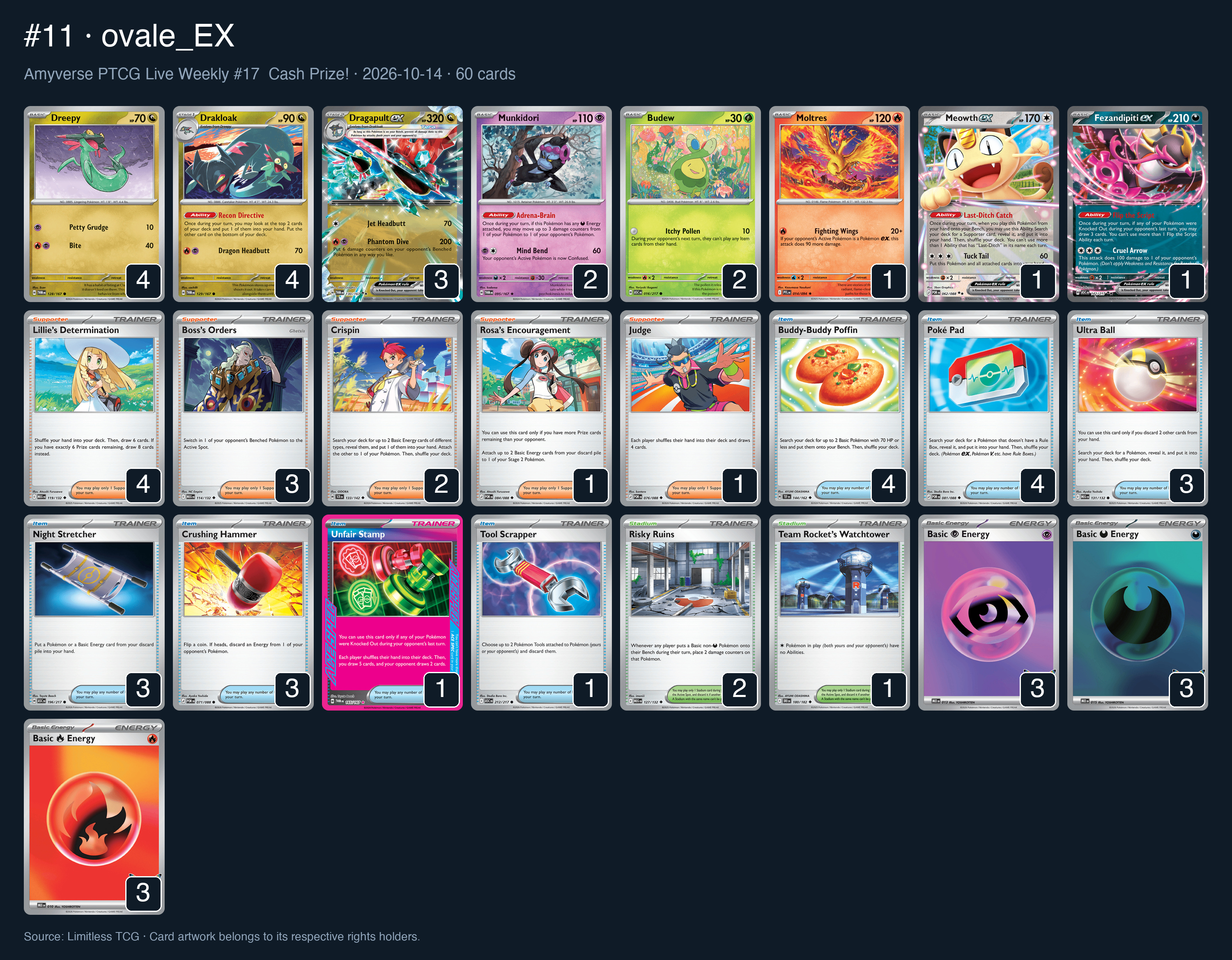 Complete 60-card deck list for rank 11, ovale_EX