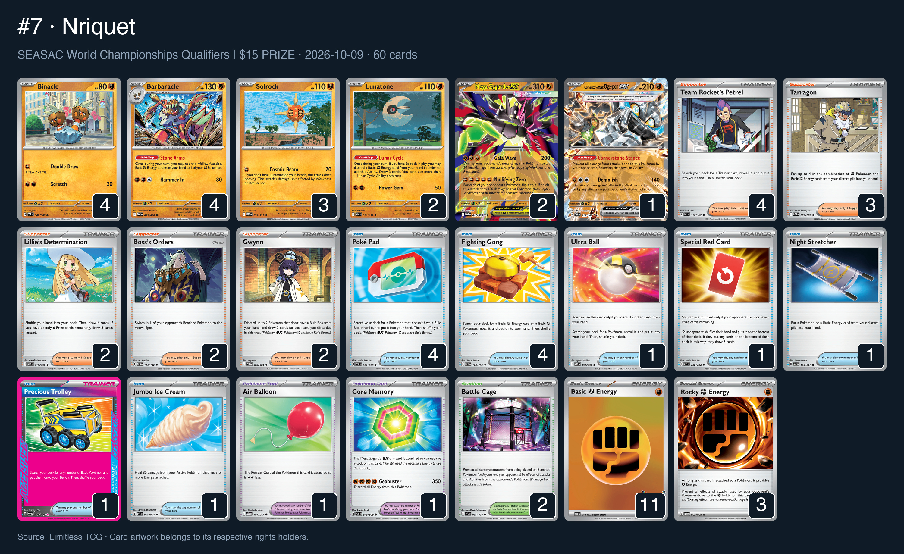 Complete 60-card deck list for rank 7, Nriquet