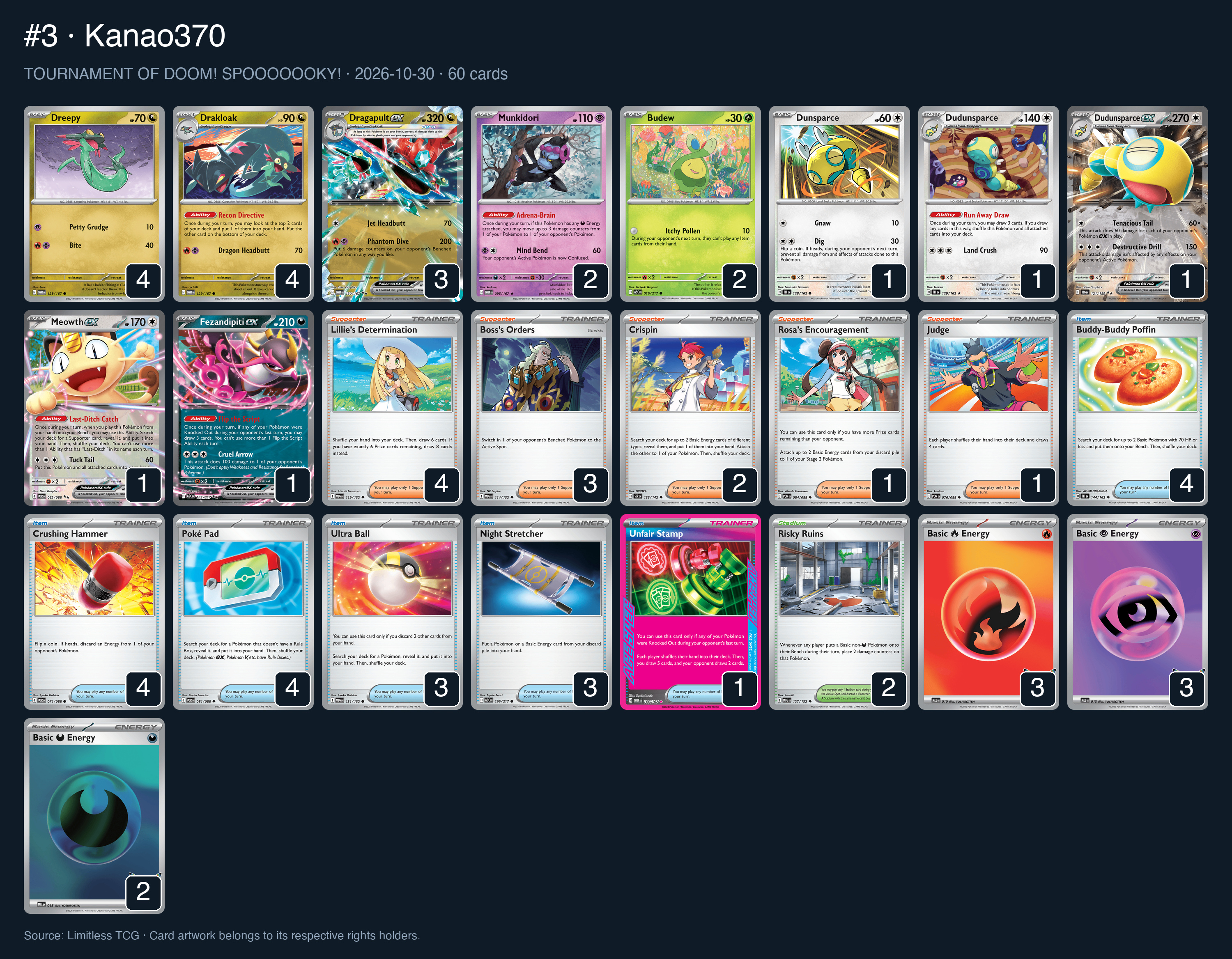 Complete 60-card deck list for rank 3, Kanao370