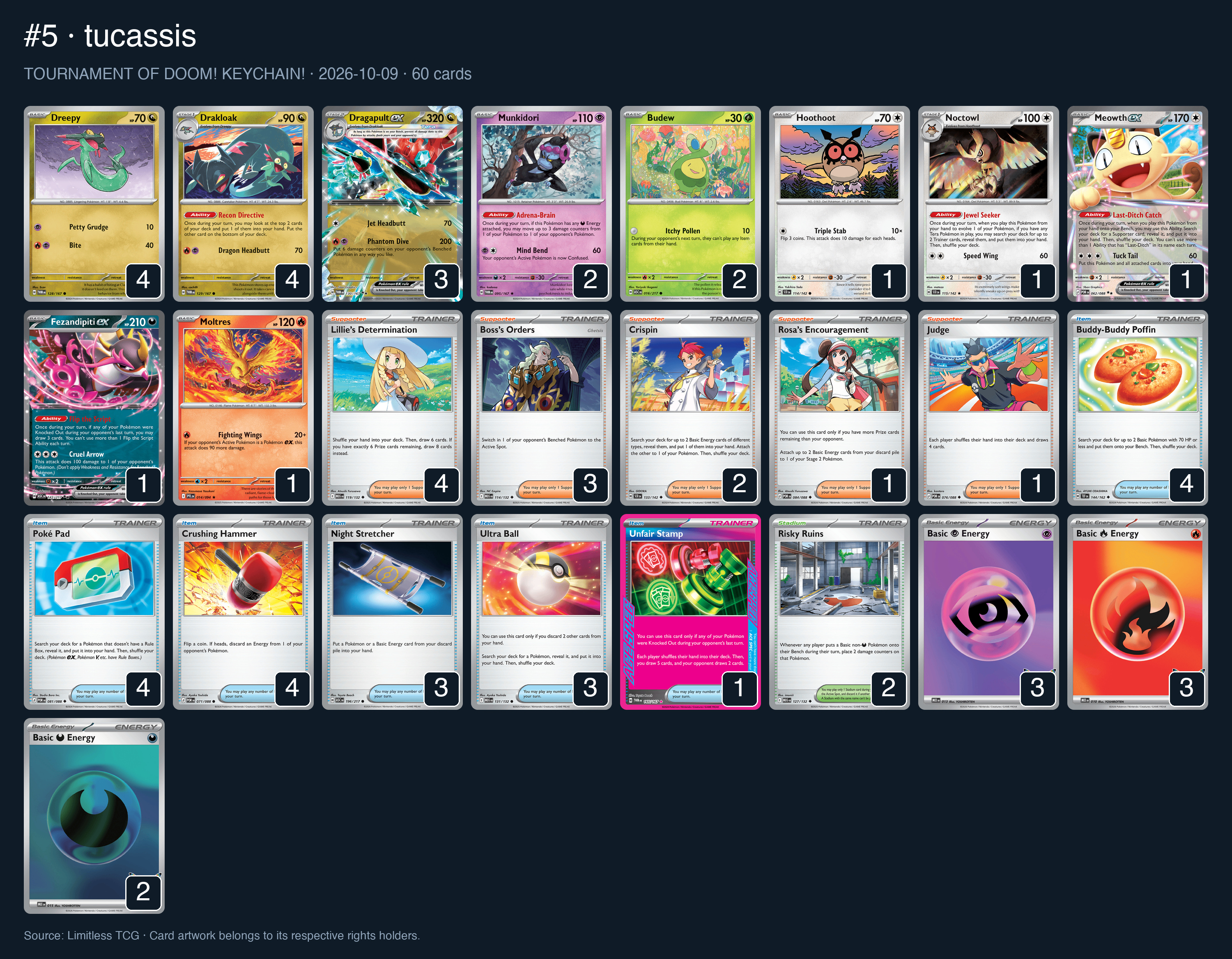 Complete 60-card deck list for rank 5, tucassis