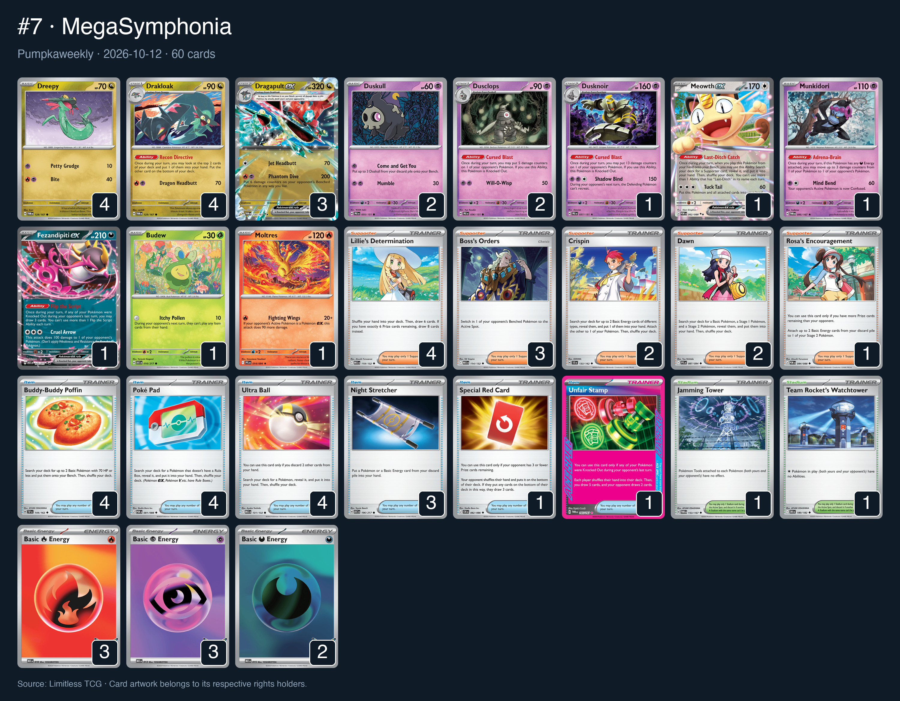Complete 60-card deck list for rank 7, MegaSymphonia