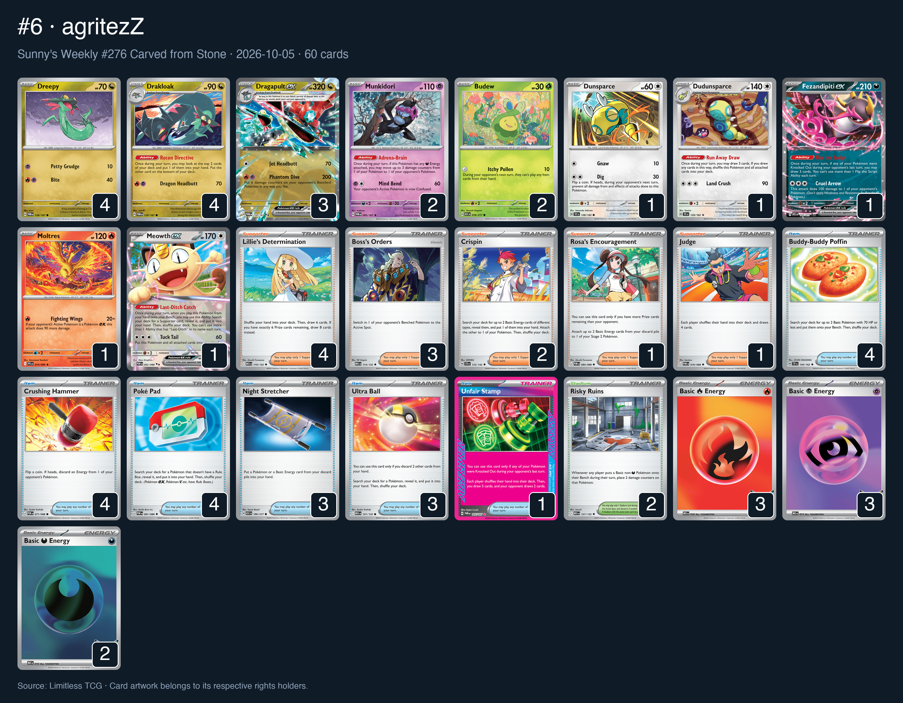Complete 60-card deck list for rank 6, agritezZ