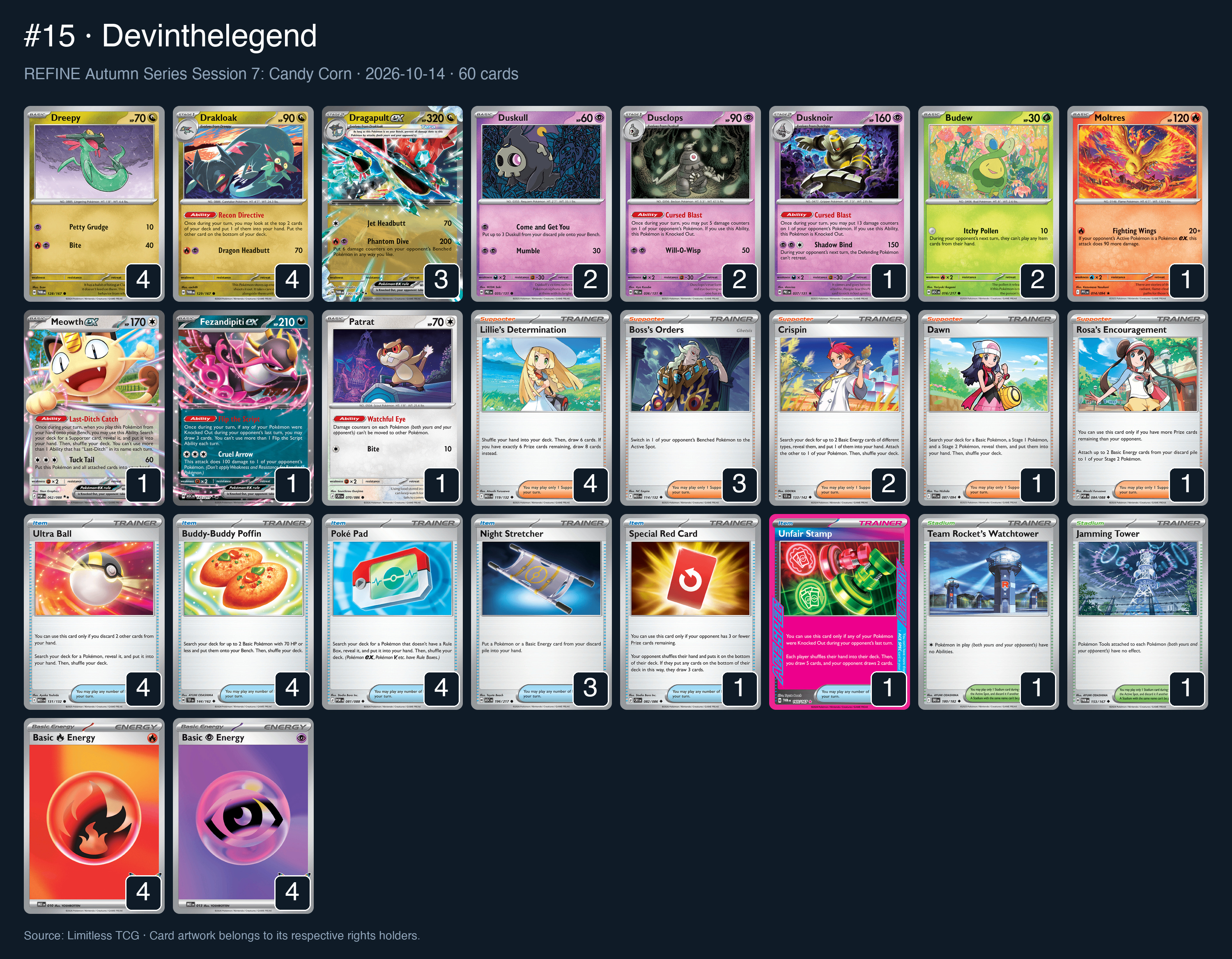 Complete 60-card deck list for rank 15, Devinthelegend