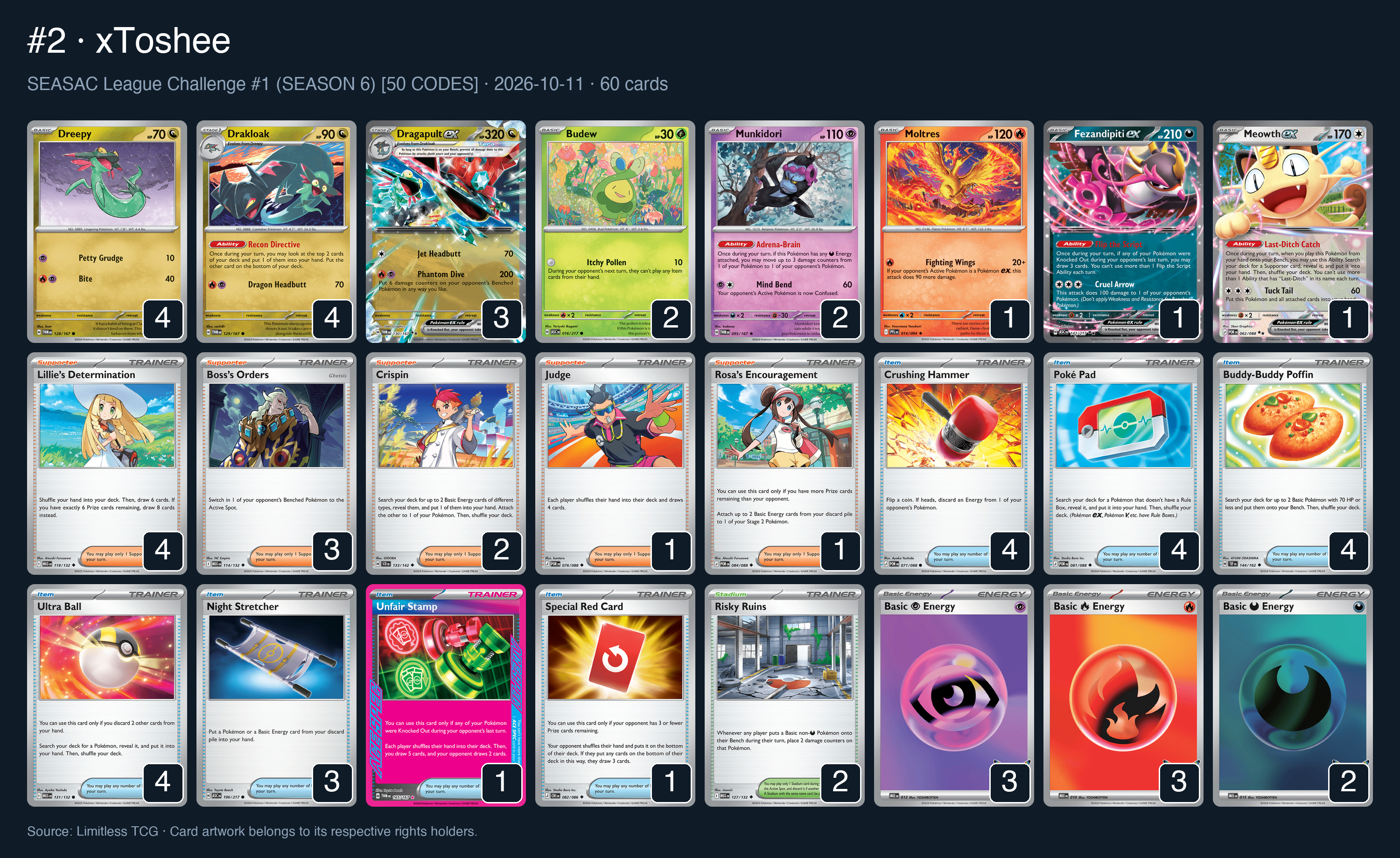 Complete 60-card deck list for rank 2, xToshee