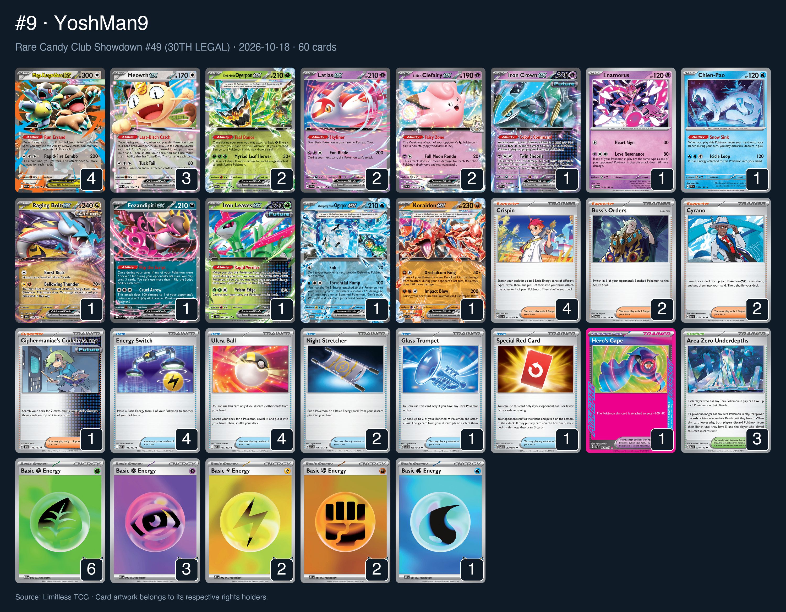 Complete 60-card deck list for rank 9, YoshMan9