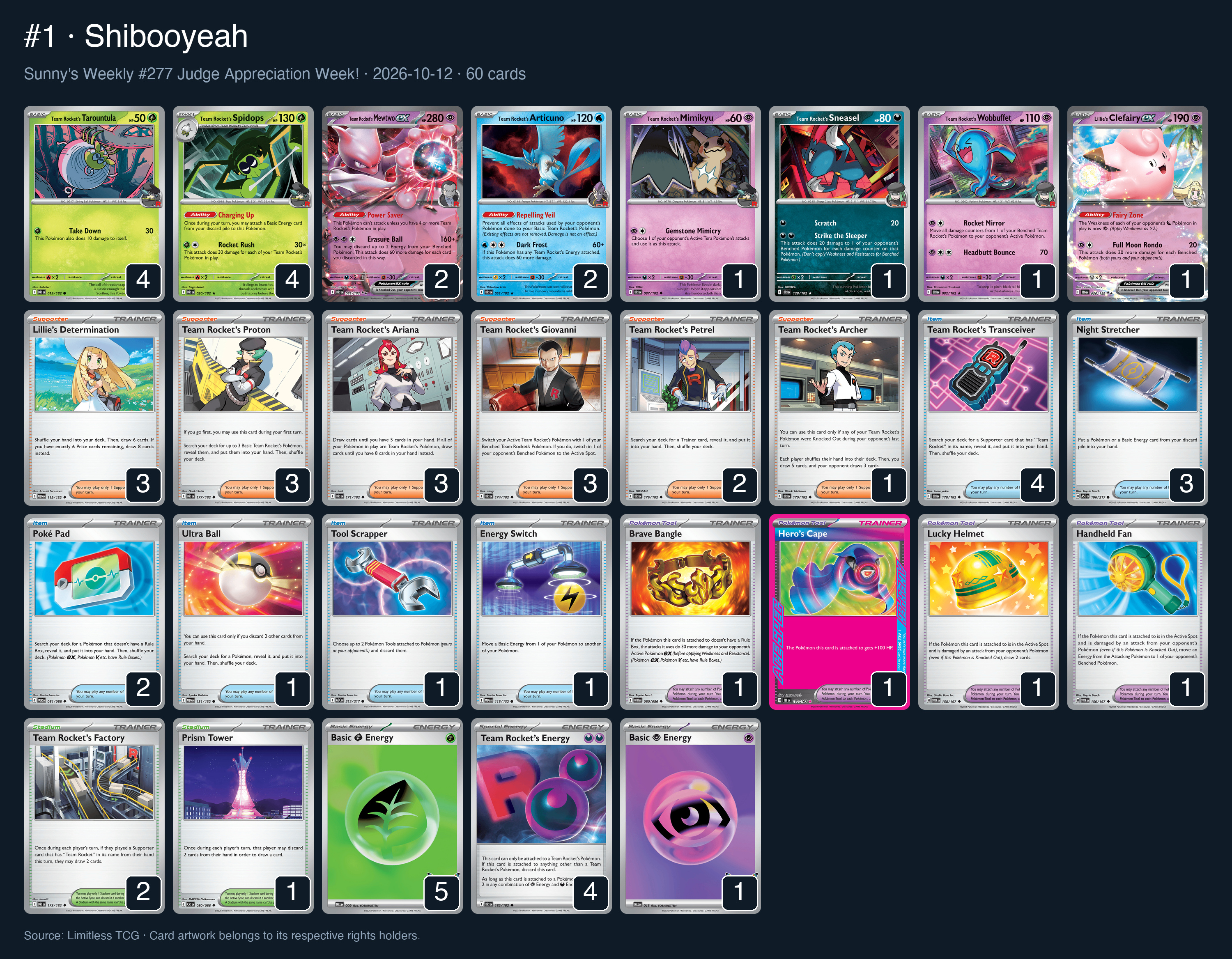 Complete 60-card deck list for rank 1, Shibooyeah