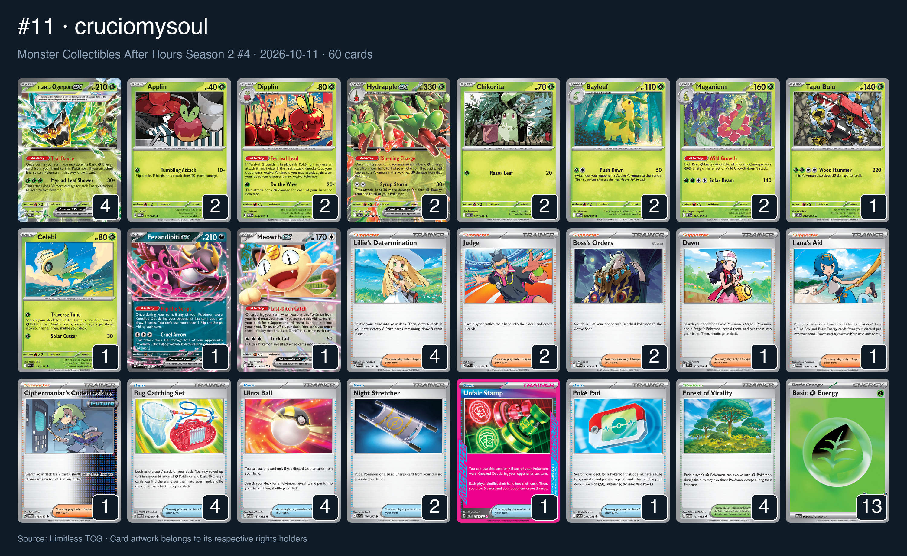 Complete 60-card deck list for rank 11, cruciomysoul