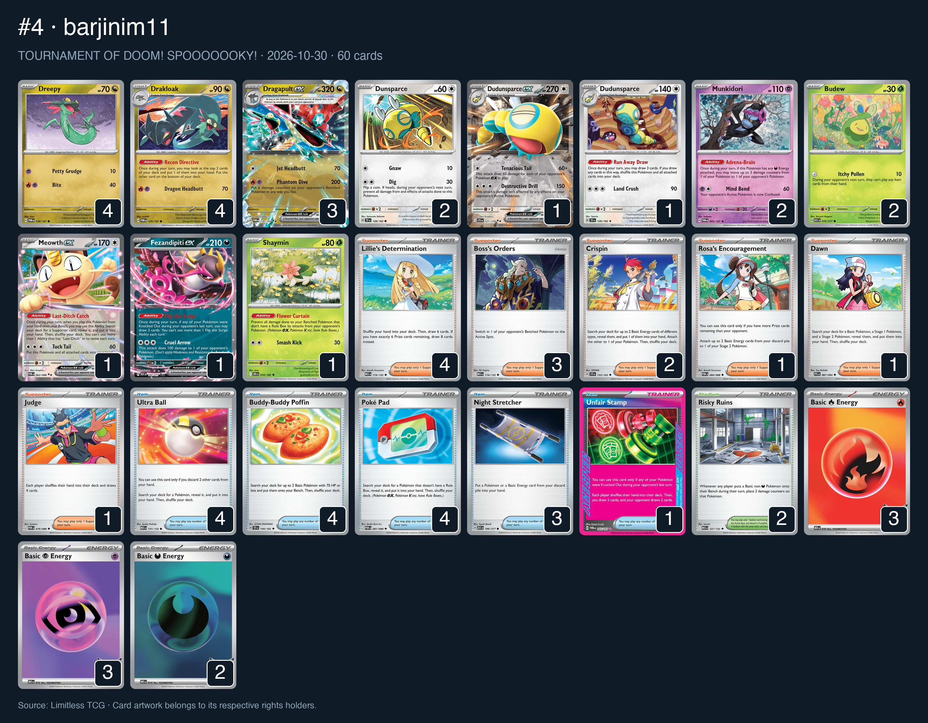 Complete 60-card deck list for rank 4, barjinim11