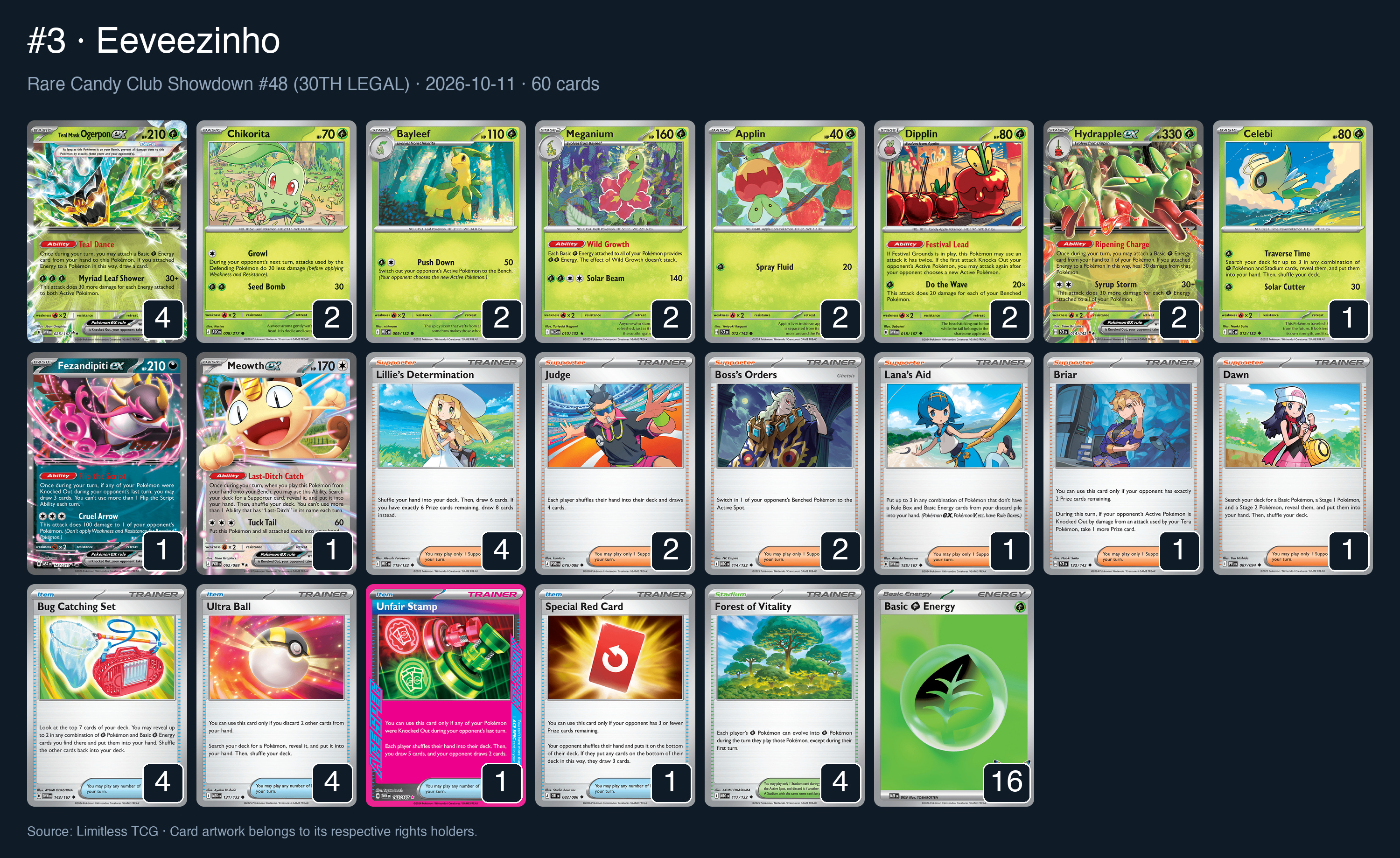 Complete 60-card deck list for rank 3, Eeveezinho