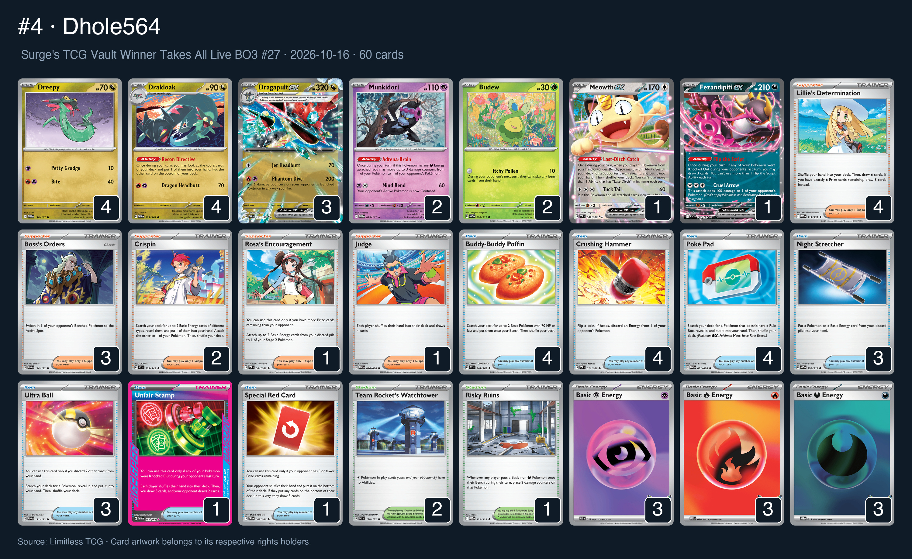 Complete 60-card deck list for rank 4, Dhole564