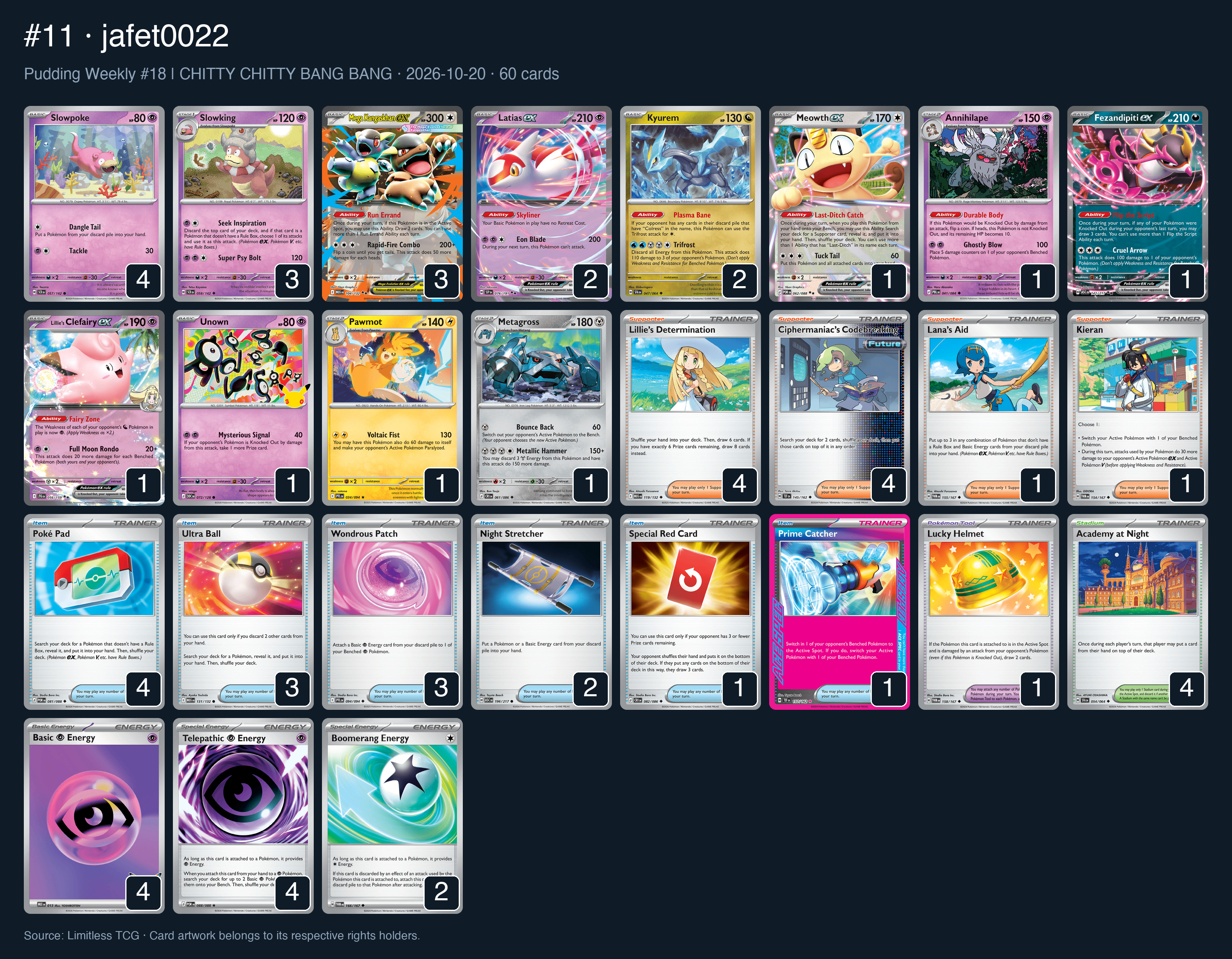 Complete 60-card deck list for rank 11, jafet0022