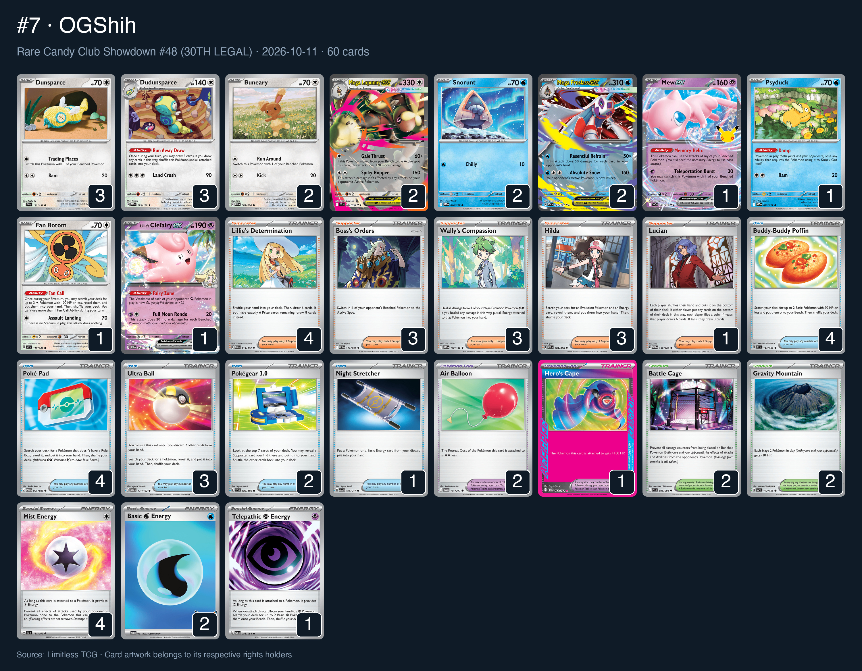 Complete 60-card deck list for rank 7, OGShih