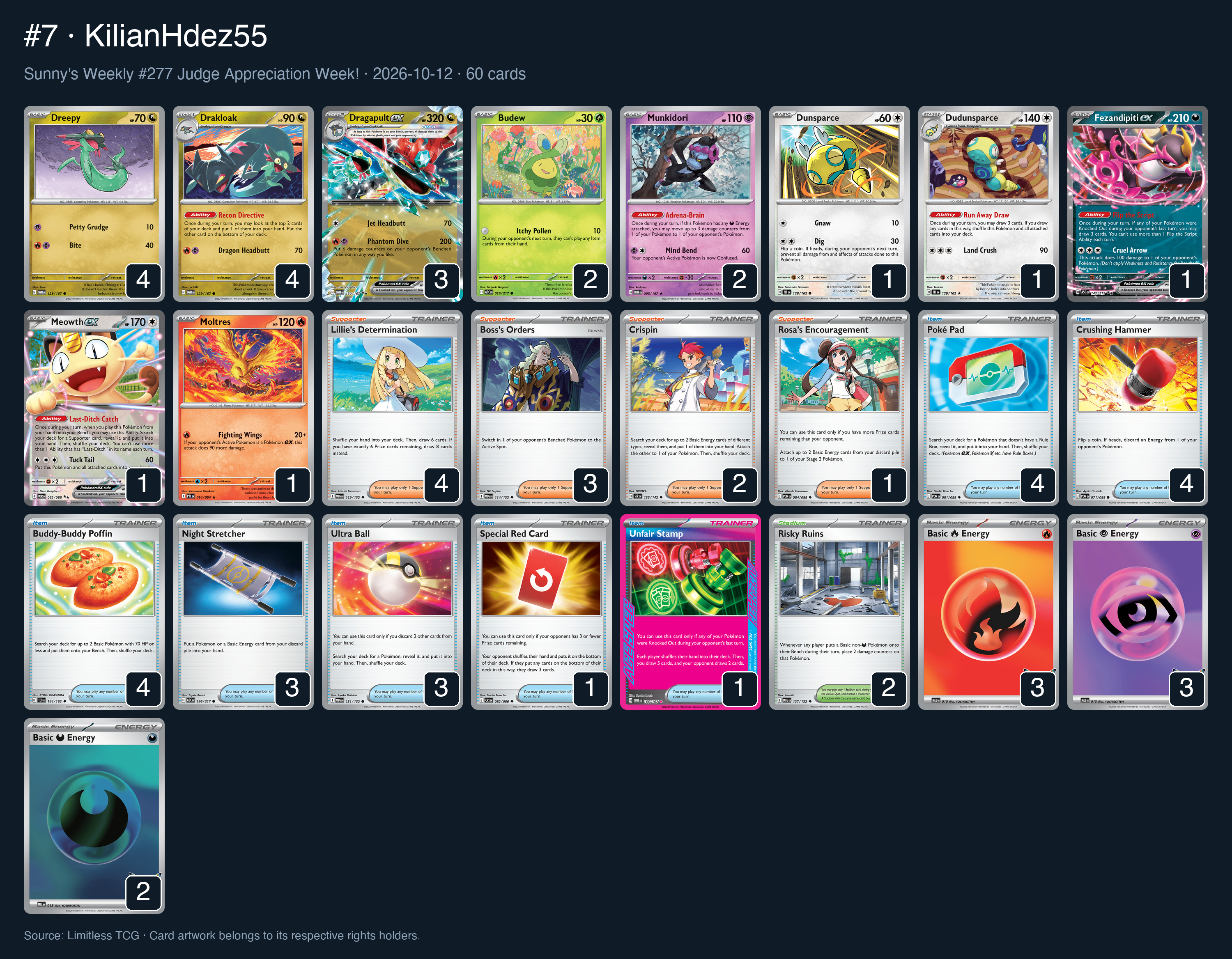 Complete 60-card deck list for rank 7, KilianHdez55
