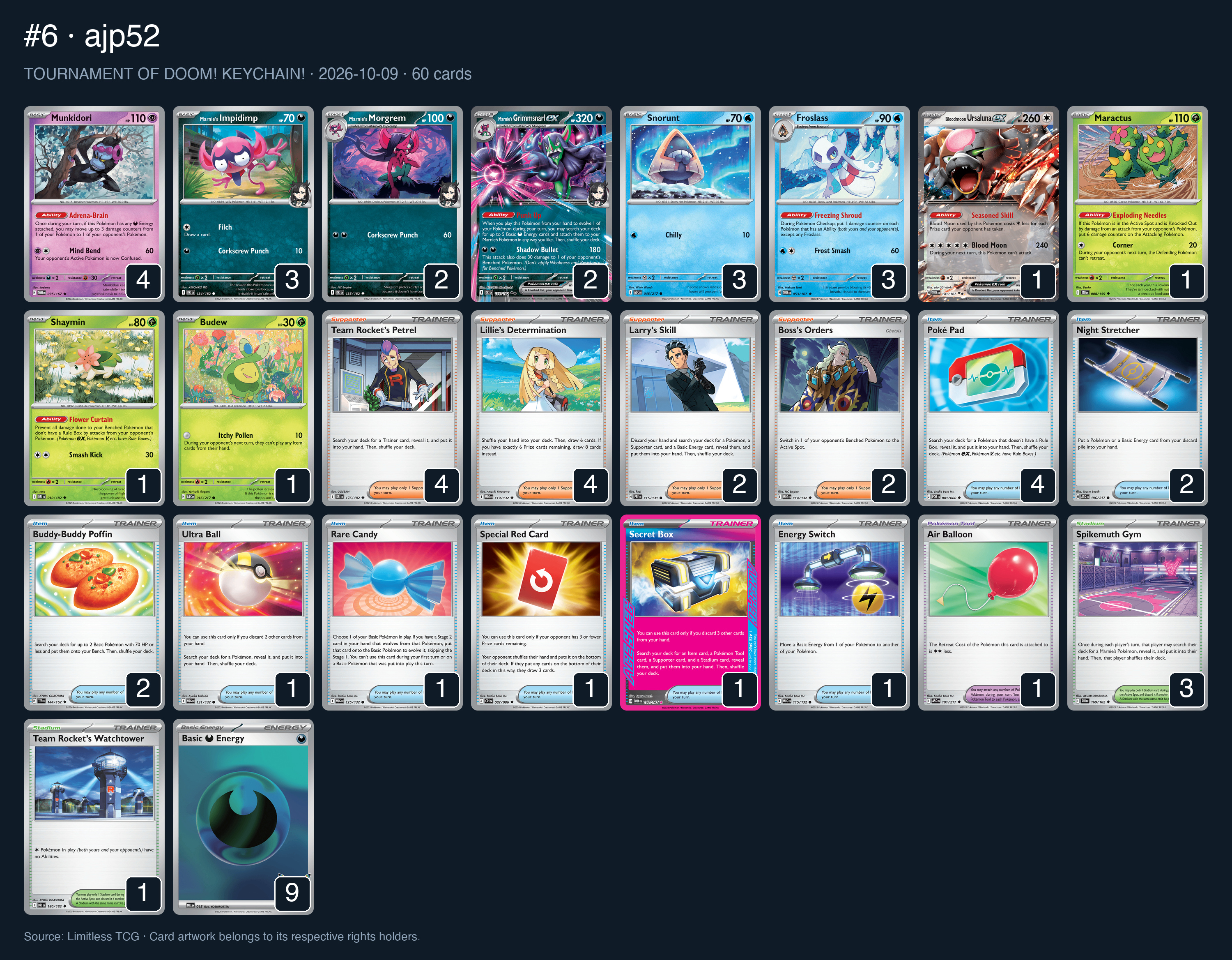Complete 60-card deck list for rank 6, ajp52