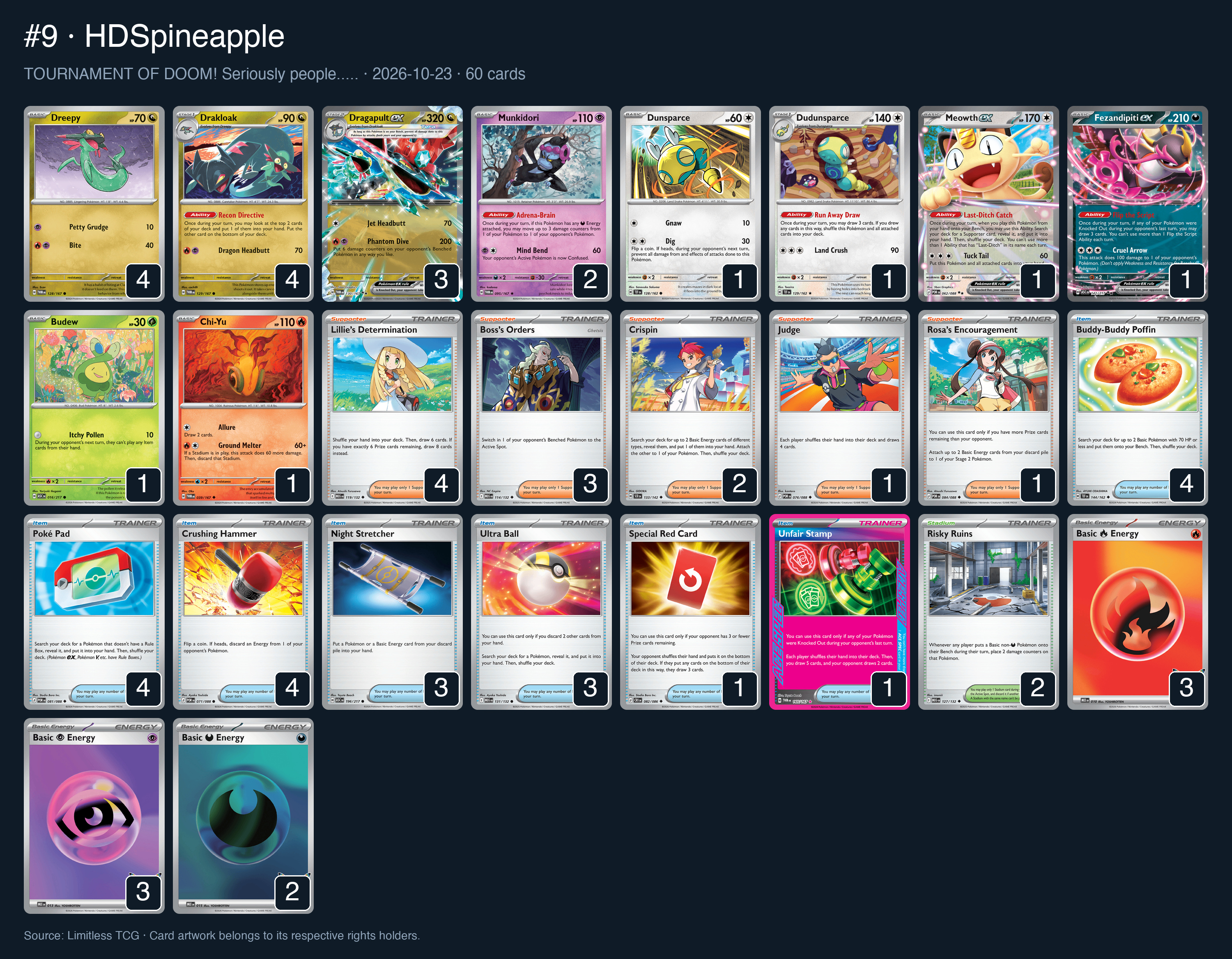 Complete 60-card deck list for rank 9, HDSpineapple