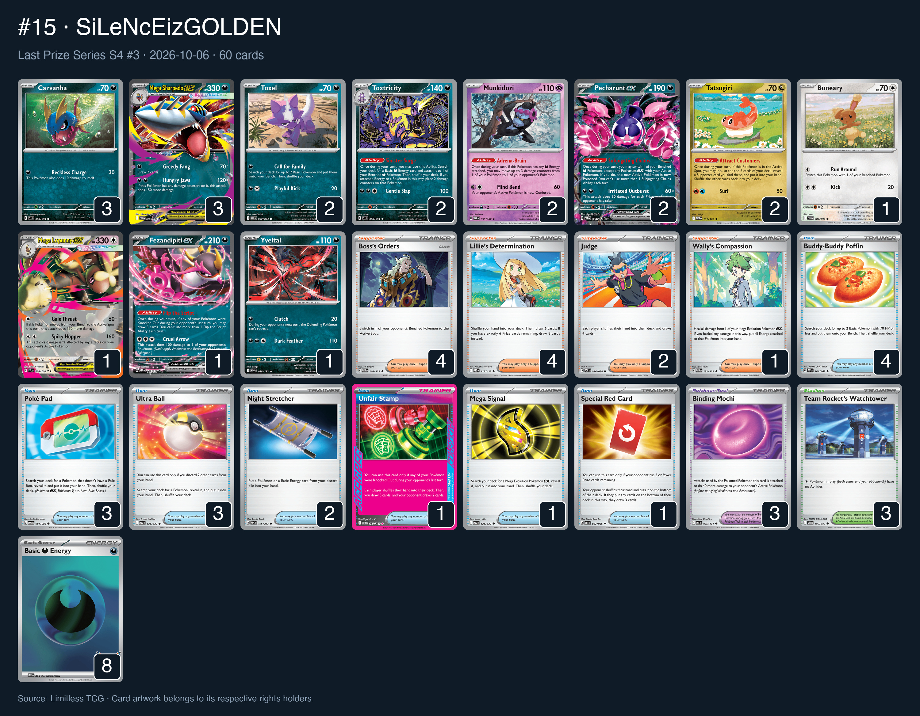 Complete 60-card deck list for rank 15, SiLeNcEizGOLDEN