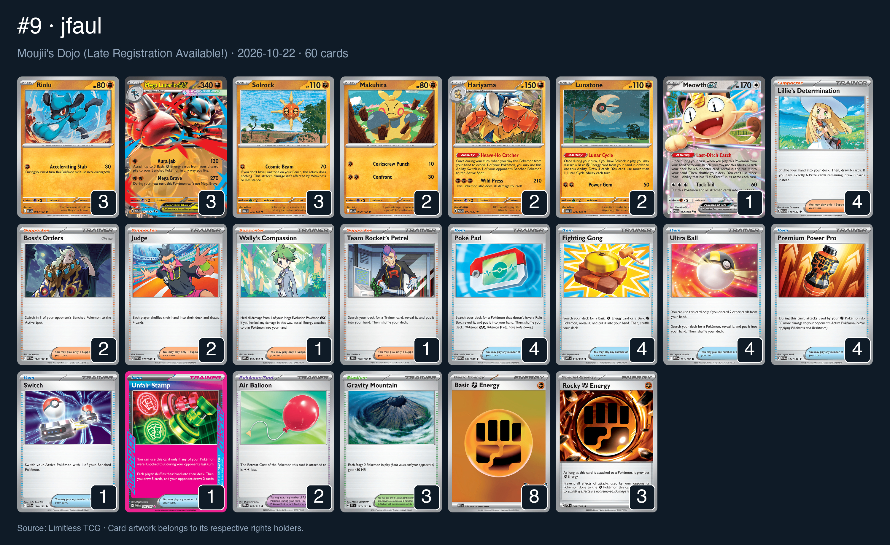 Complete 60-card deck list for rank 9, jfaul