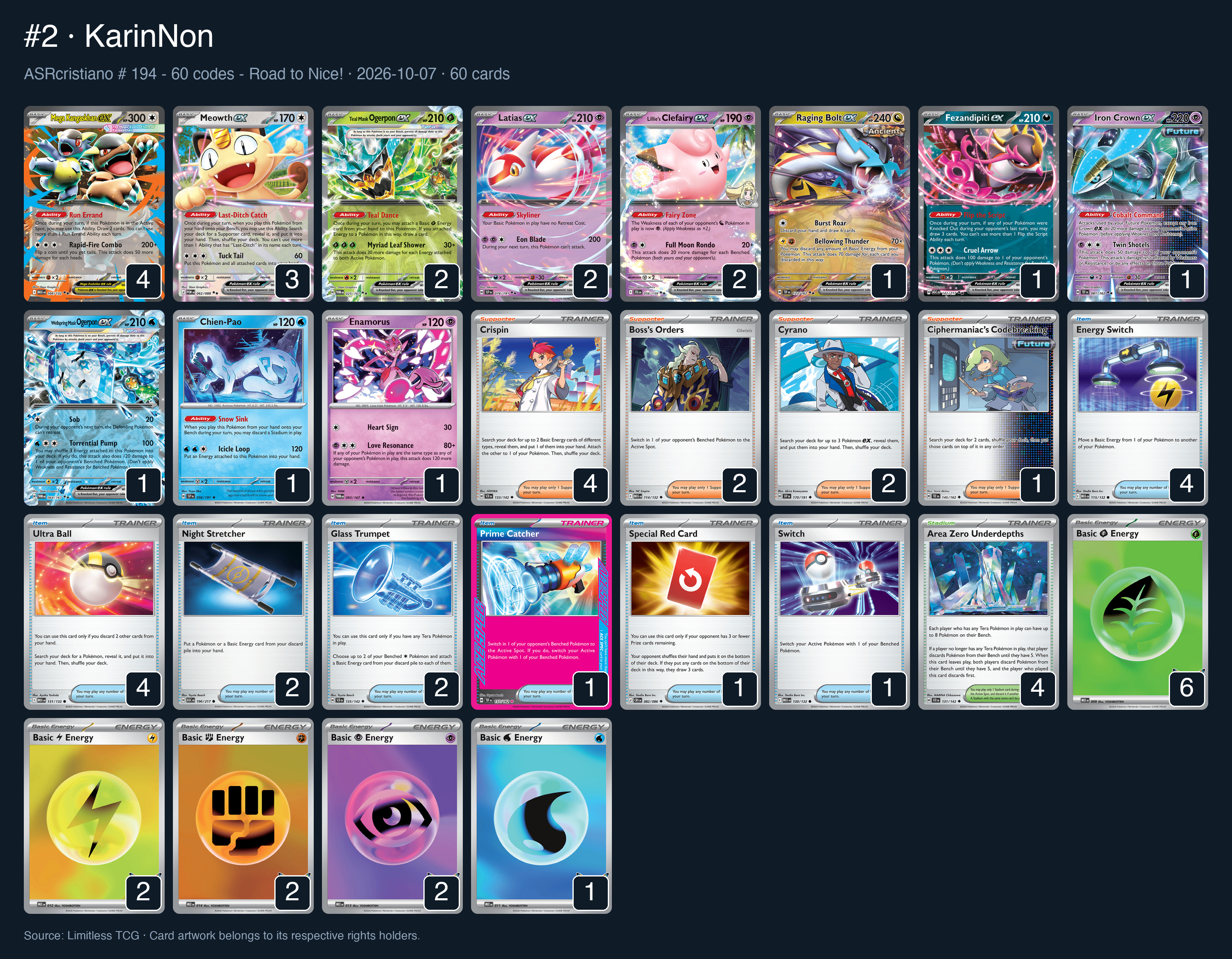 Complete 60-card deck list for rank 2, KarinNon